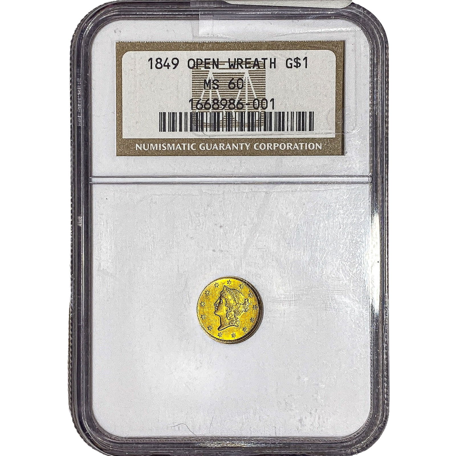 1849 Rare Gold Dollar NGC MS60 Open Wreath (1 of 2)