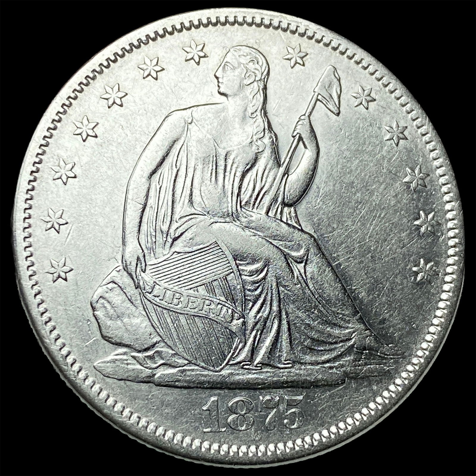 1875-S Silver Half Dollar NEARLY UNCIRCULATED: 1875-S Silver Half Dollar NEARLY UNCIRCULATED