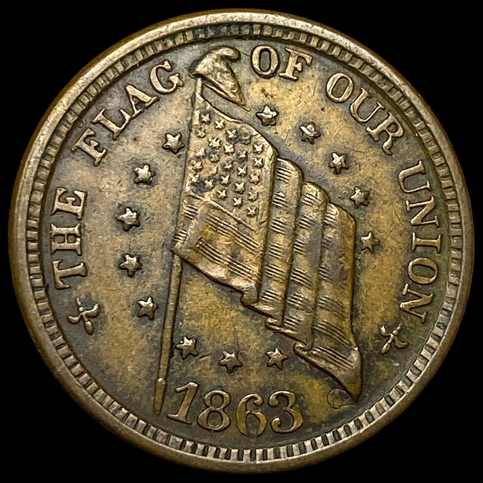 1863 Civil War Token "The Flag of Our Union" UNCIRCULATED: 1863 Civil War Token "The Flag of Our Union" UNCIRCULATED