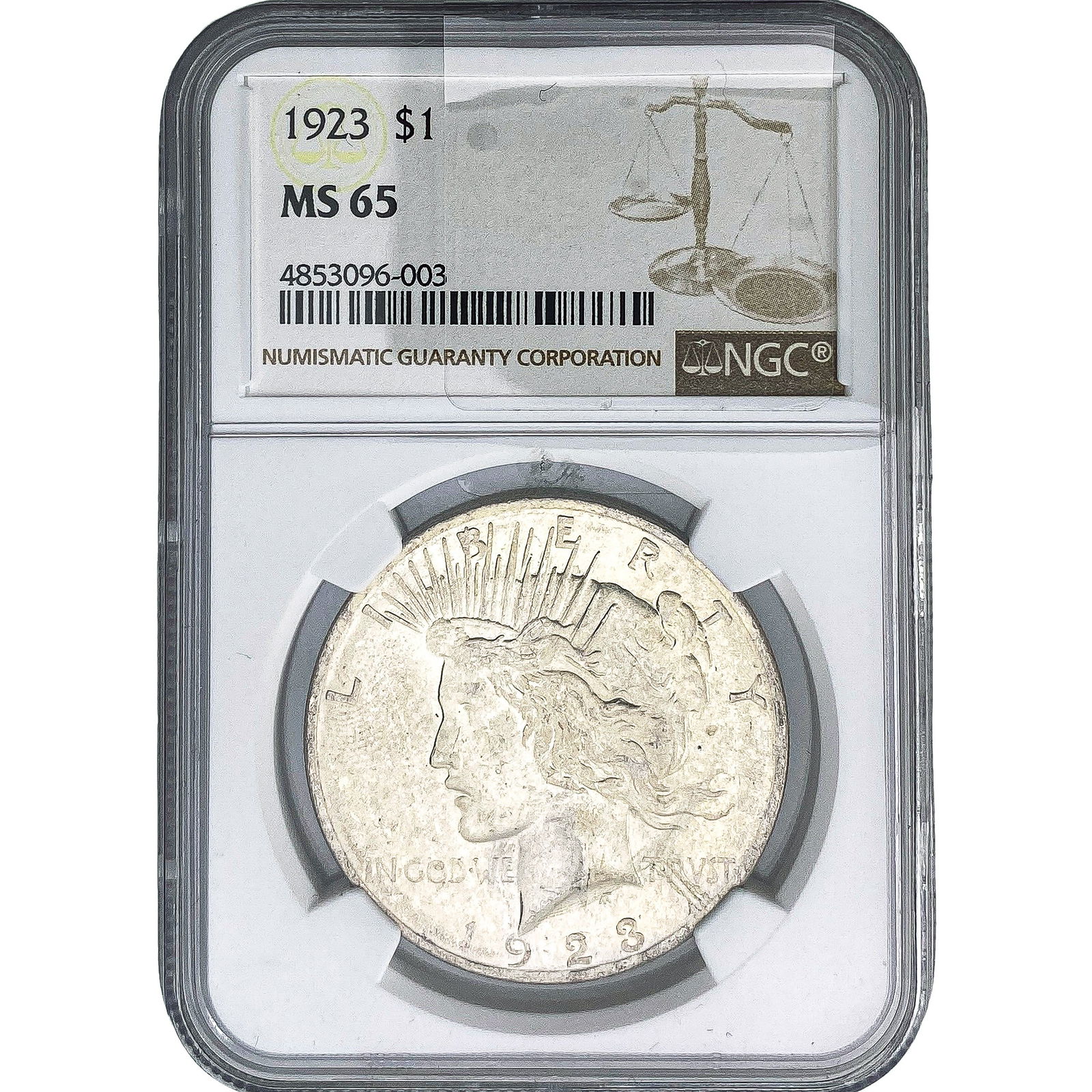 1923 Silver Peace Dollar NGC MS65: 1923 Silver Peace Dollar NGC MS65