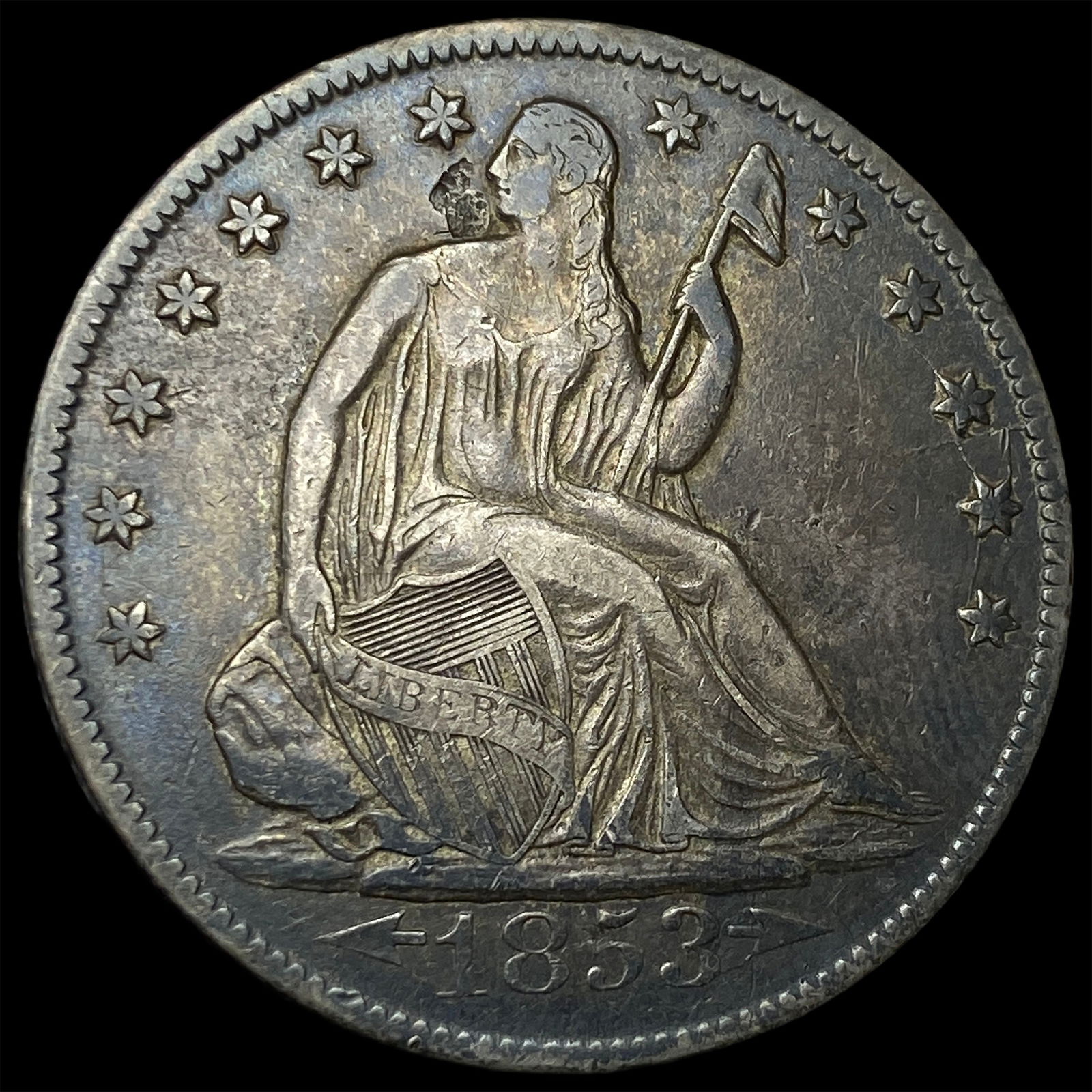 1853-O Arrows Seated Liberty Half Dollar NEARLY UNCIRCULATED (1 of 2)