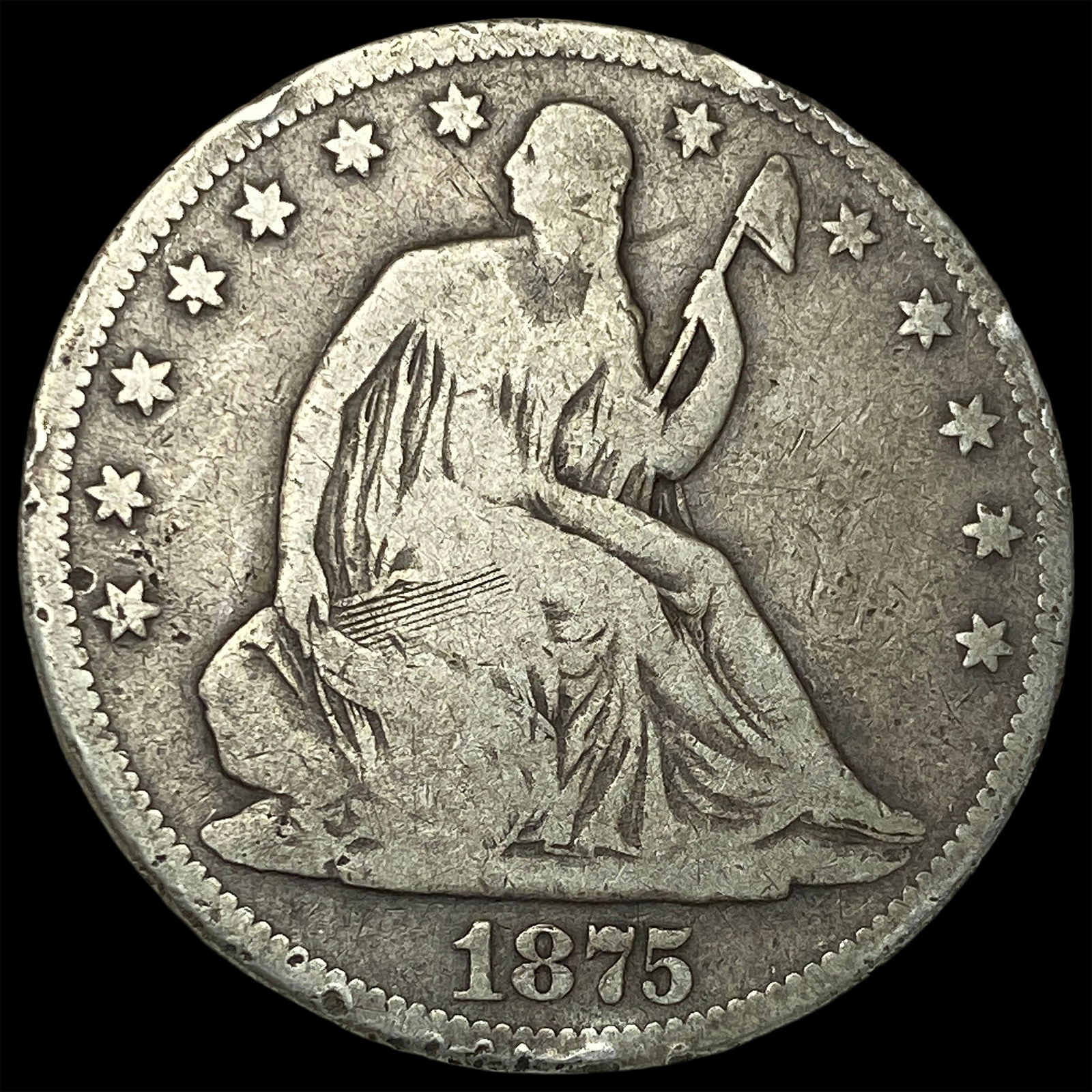 1875-CC Silver Half Dollar NICELY CIRCULATED: 1875-CC Silver Half Dollar NICELY CIRCULATED