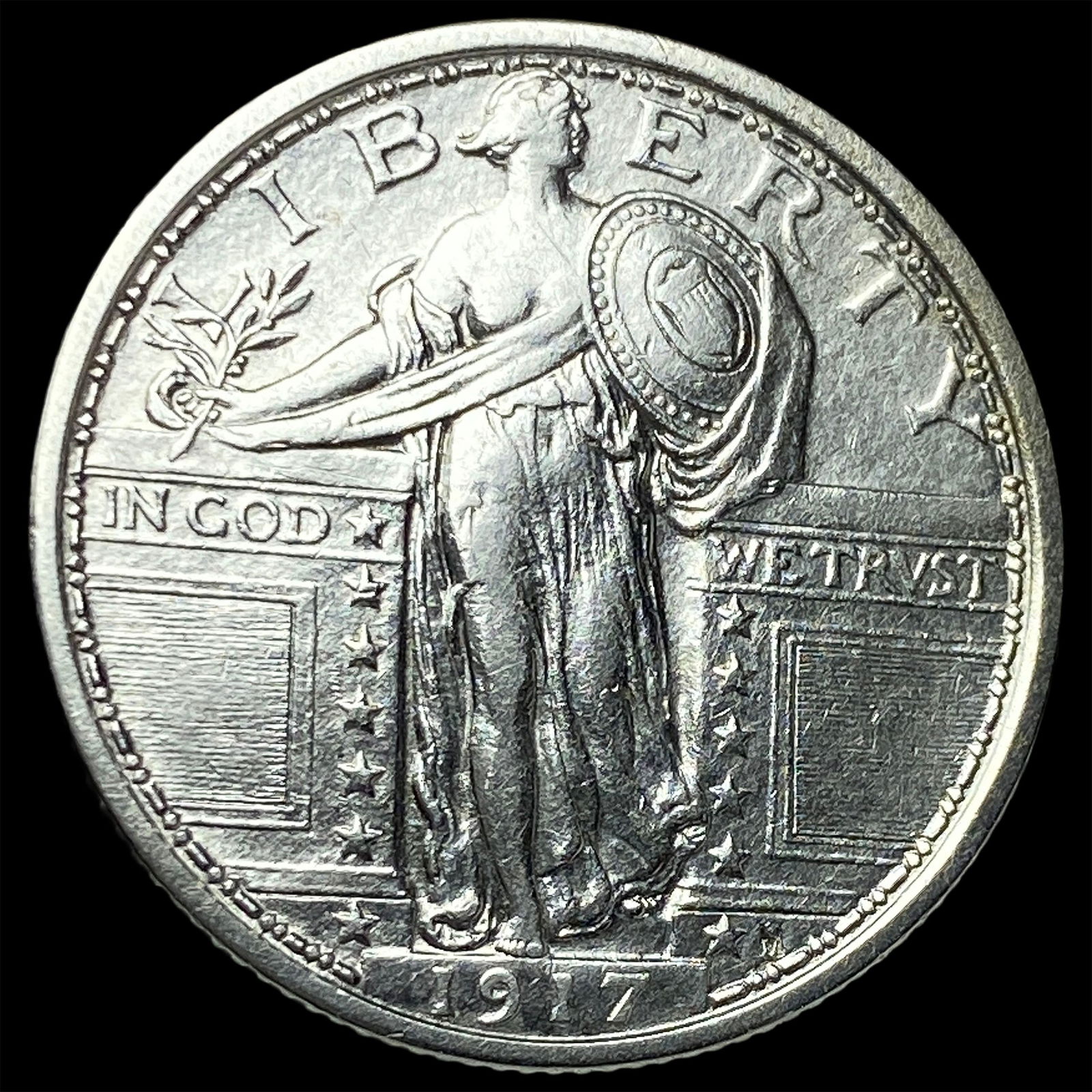 1917 Type 1 Standing Liberty Quarter CLOSELY UNCIRCULATED: 1917 Type 1 Standing Liberty Quarter CLOSELY UNCIRCULATED