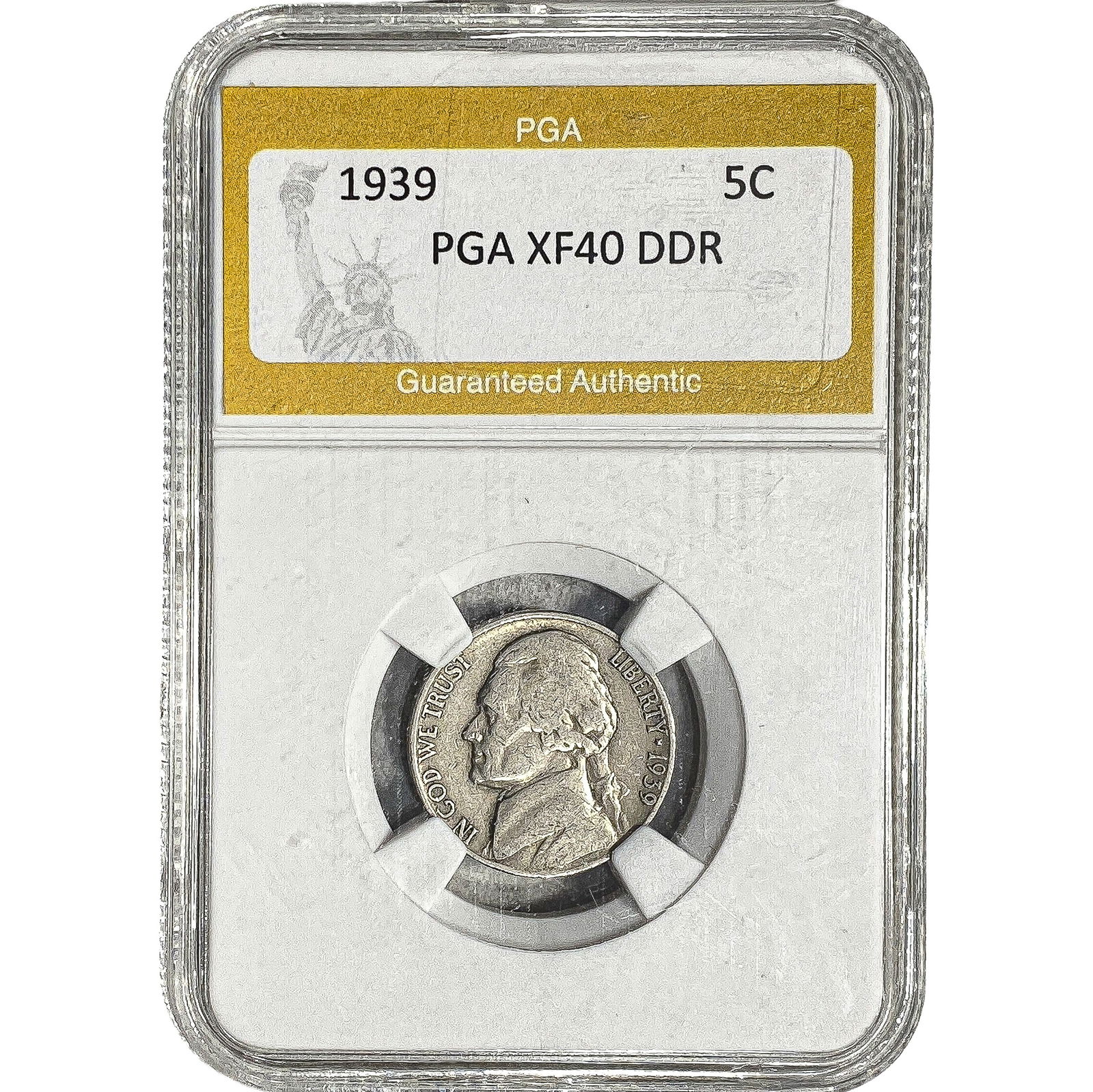 1939 Jefferson Nickel PGA XF40 DDR: 1939 Jefferson Nickel PGA XF40 DDR