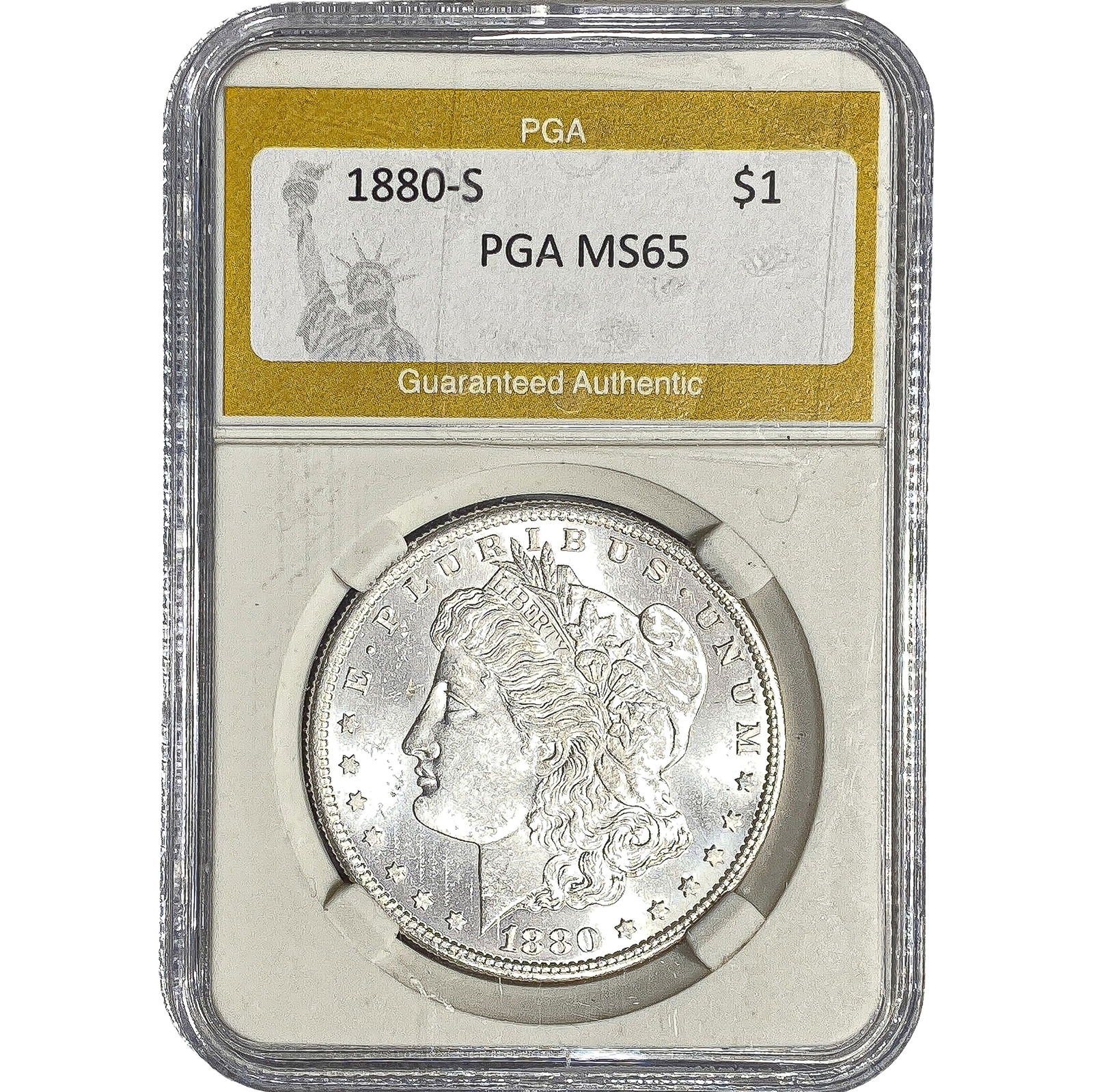 1880-S Morgan Silver Dollar PGA MS65: 1880-S Morgan Silver Dollar PGA MS65