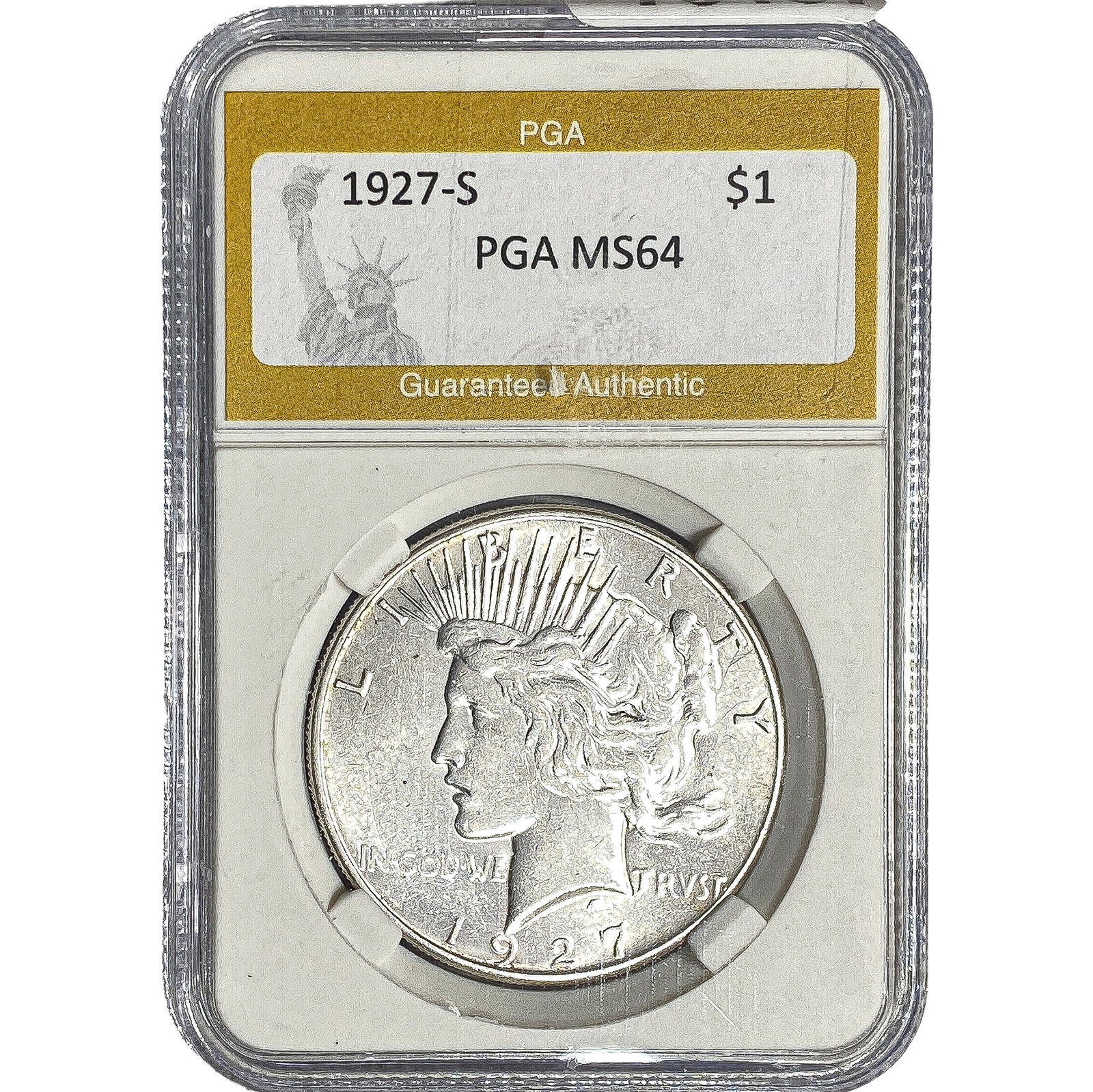 1927-S Silver Peace Dollar PGA MS64: 1927-S Silver Peace Dollar PGA MS64