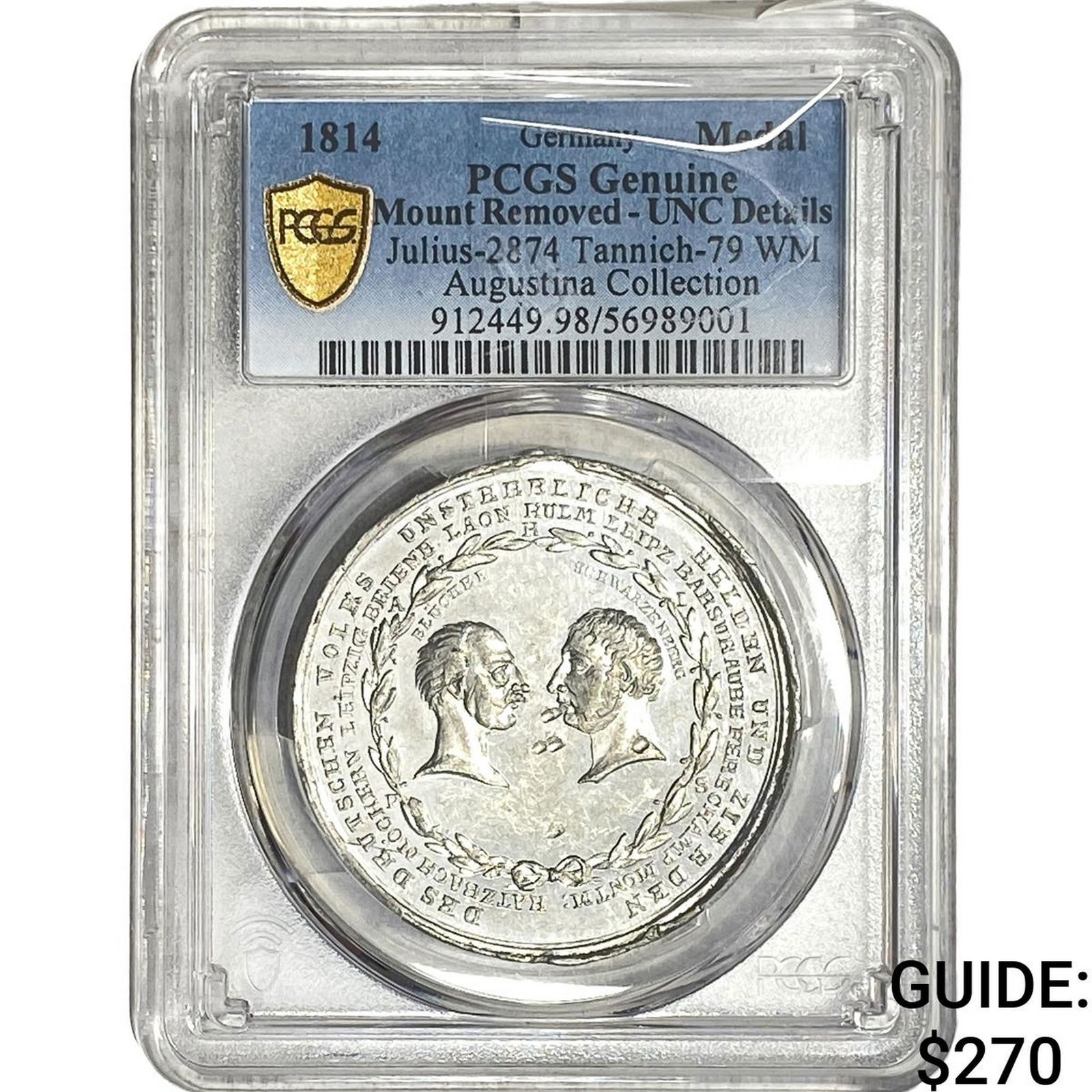 1814 Germany Silver Medal PCGS UNCDetails: 1814 Germany Silver Medal PCGS UNCDetails