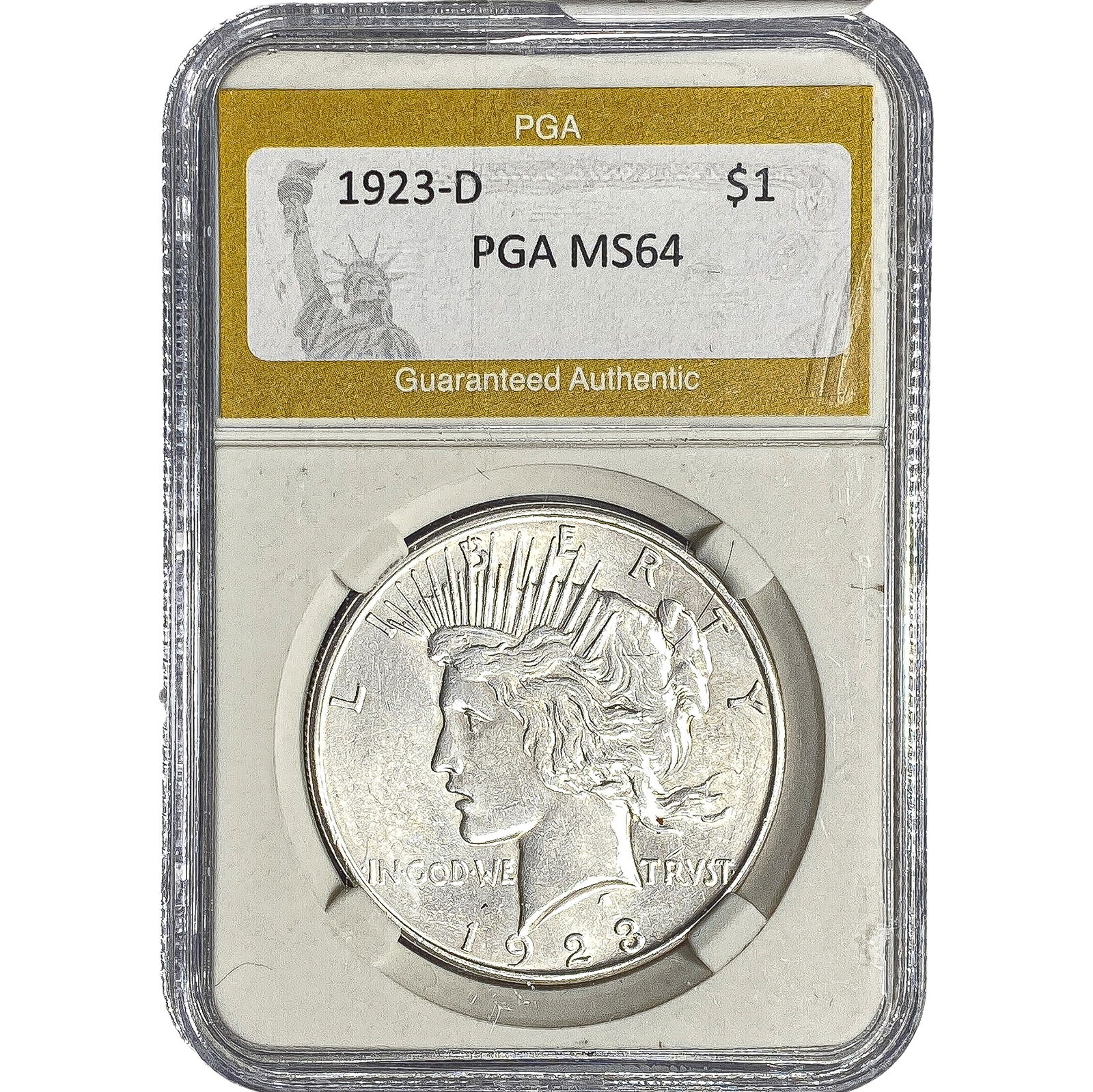 1923-D Silver Peace Dollar PGA MS64: 1923-D Silver Peace Dollar PGA MS64