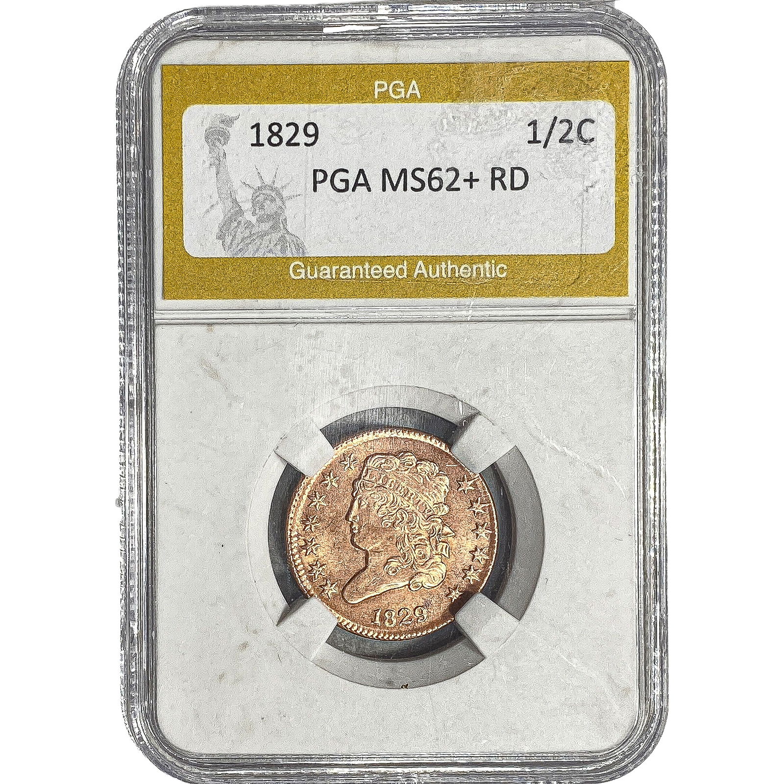 1829 Classic Head Half Cent PGA MS62+ RD (1 of 2)