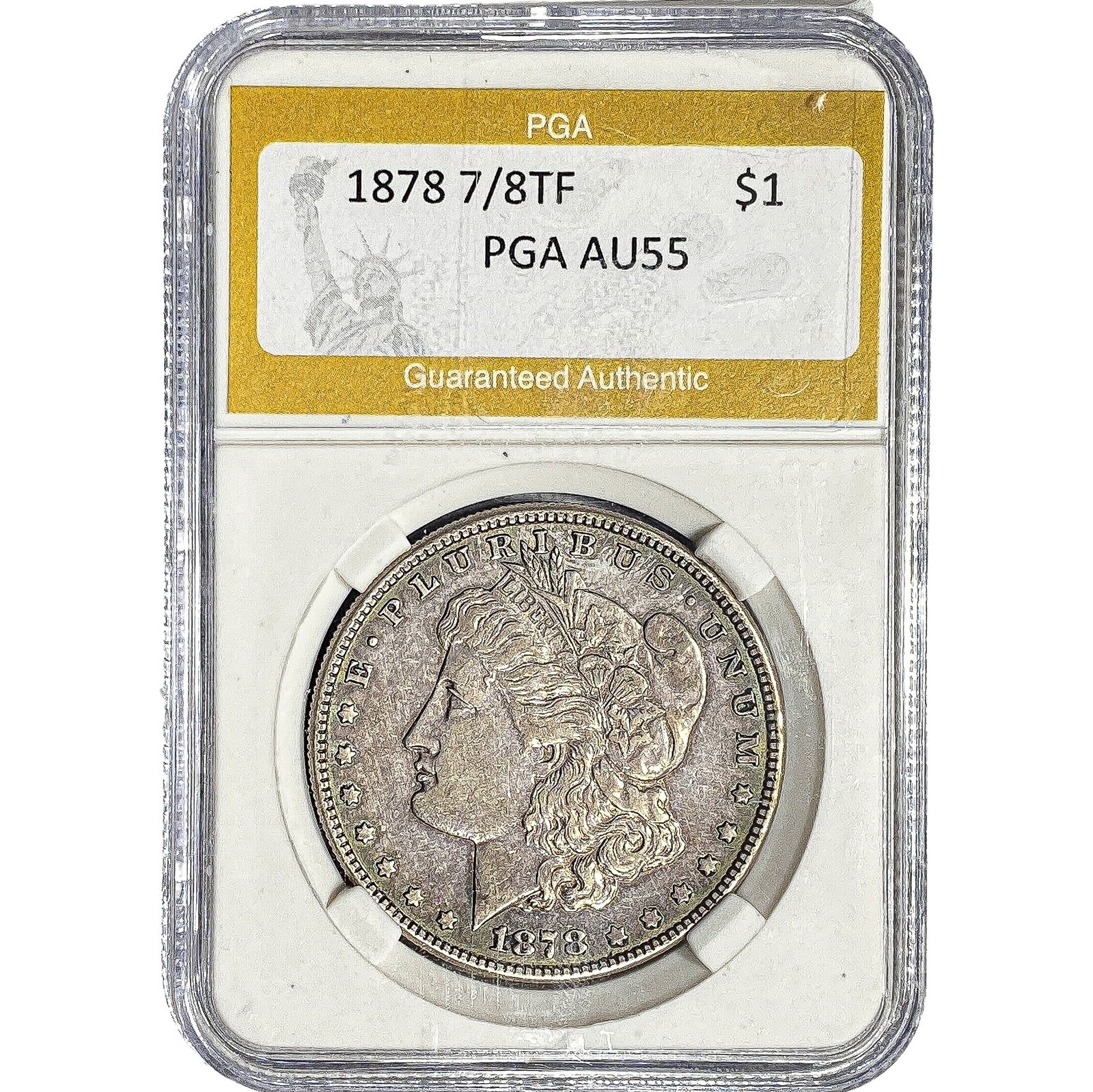 1878 7/8TF Morgan Silver Dollar PGA AU55: 1878 7/8TF Morgan Silver Dollar PGA AU55