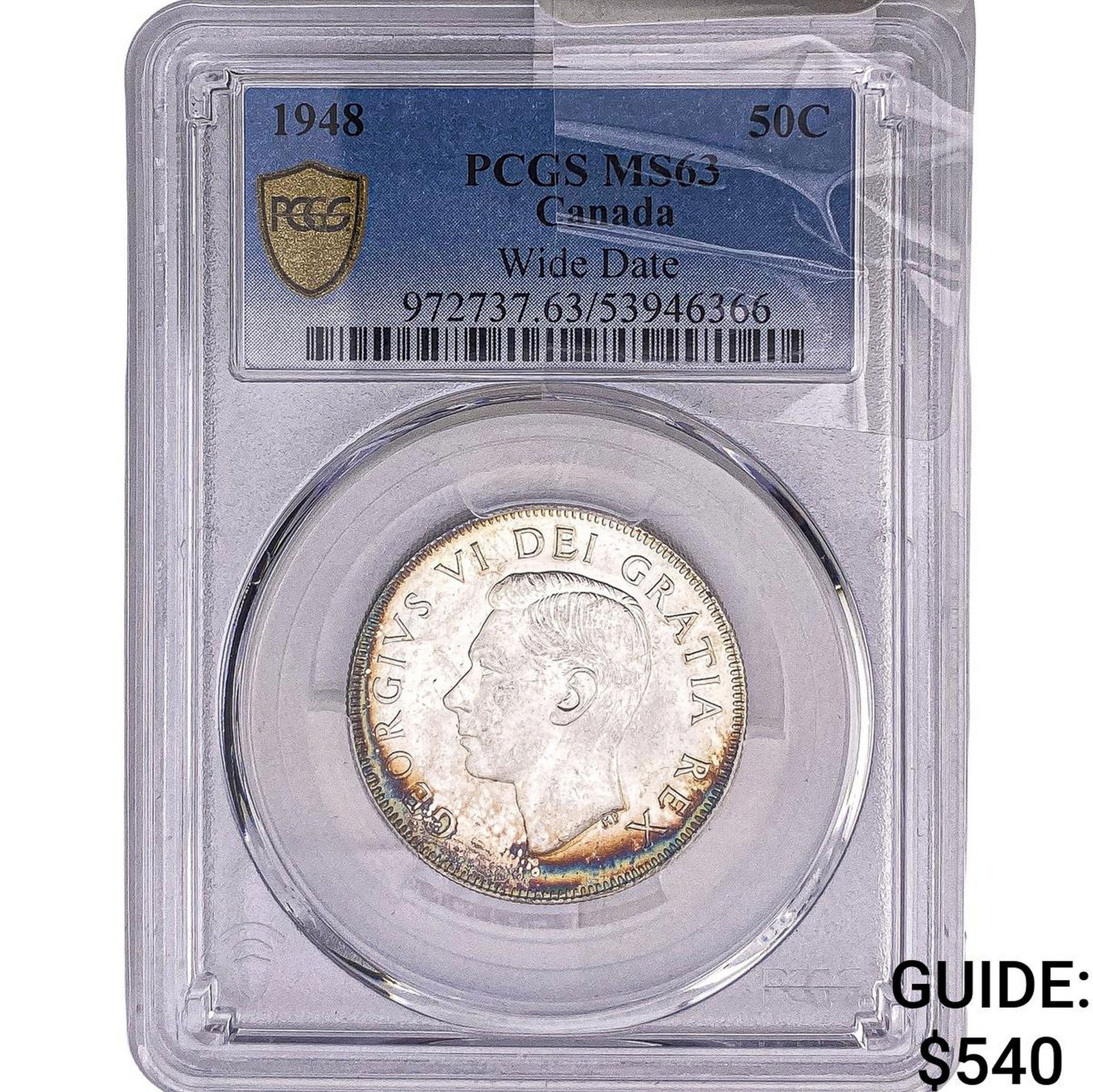 1948 Canada Geoge VI Wide Date Silver 50 Cents PCGS MS63 (1 of 2)
