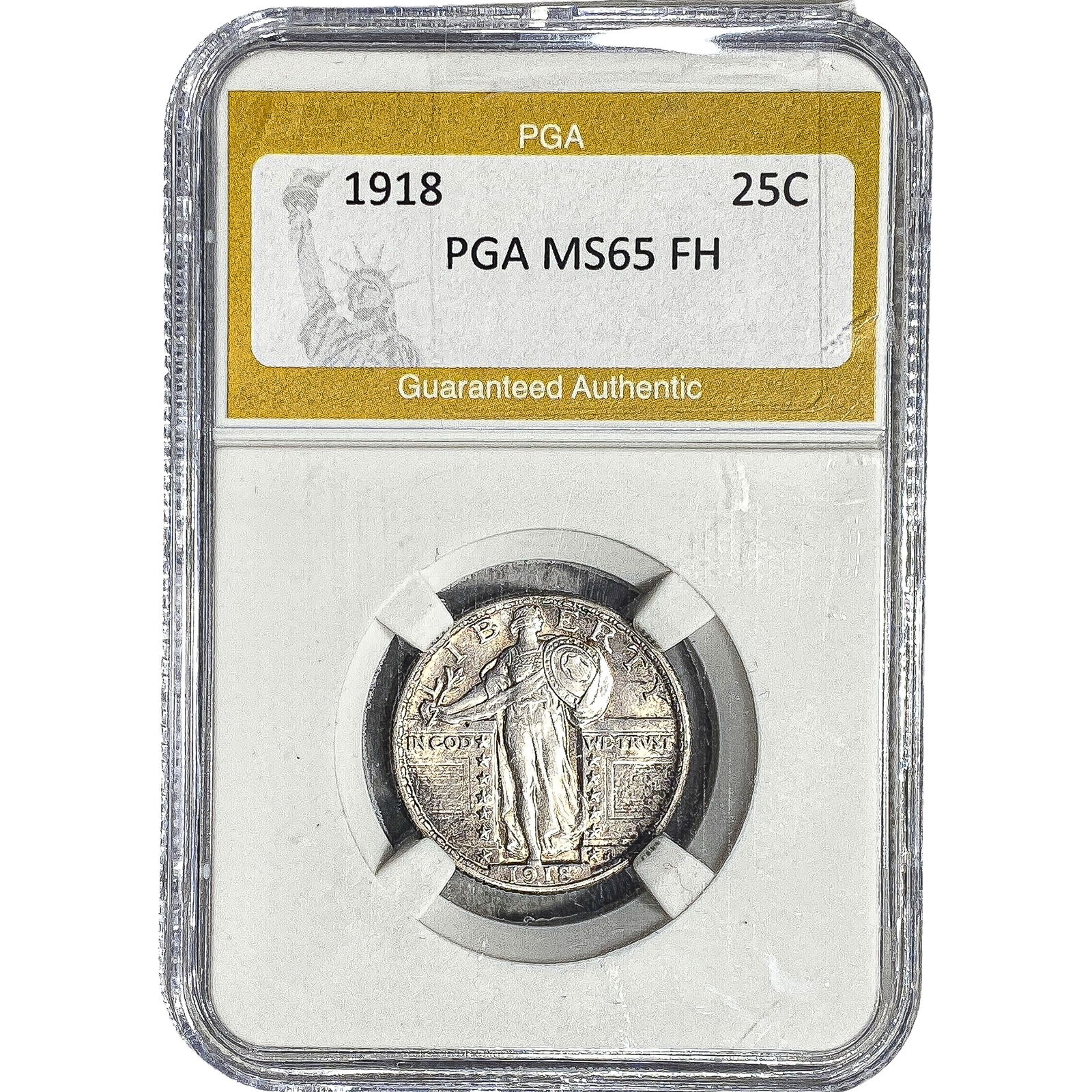 1918 Standing Liberty Quarter PGA MS65 FH: 1918 Standing Liberty Quarter PGA MS65 FH