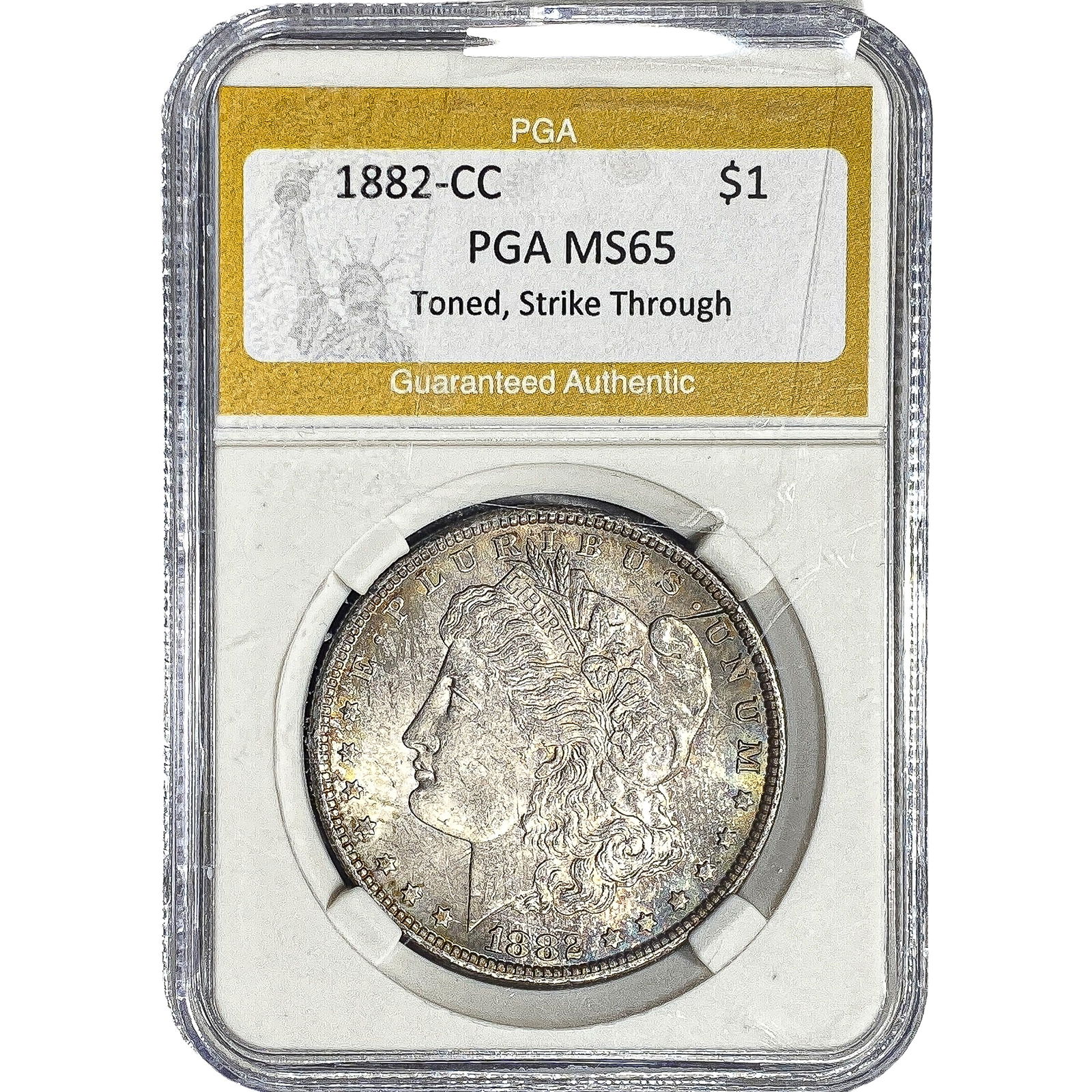 1882-CC Morgan Silver Dollar PGA MS65 Toned: 1882-CC Morgan Silver Dollar PGA MS65 Toned