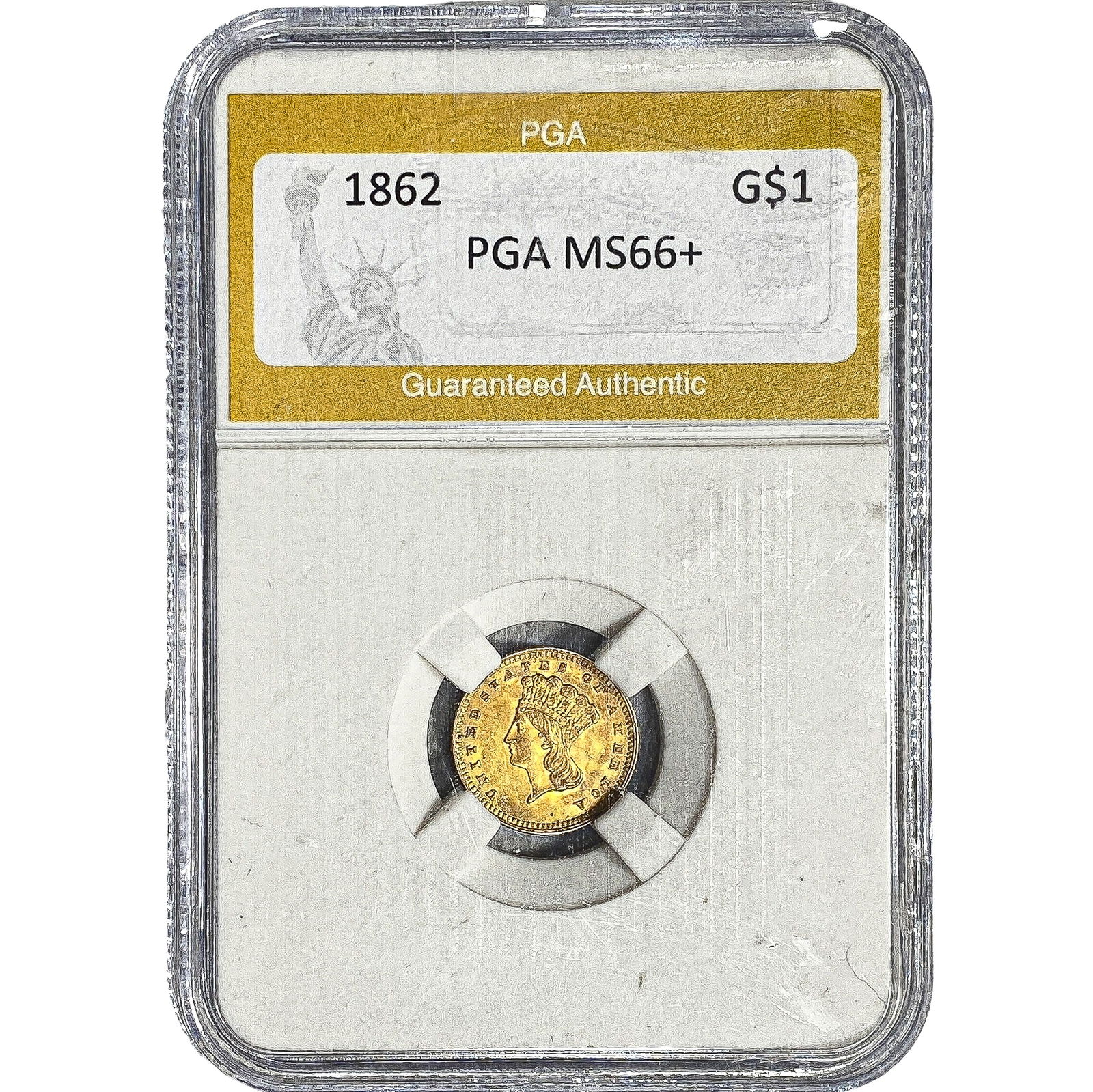 1862 Rare Gold Dollar PGA MS66+: 1862 Rare Gold Dollar PGA MS66+