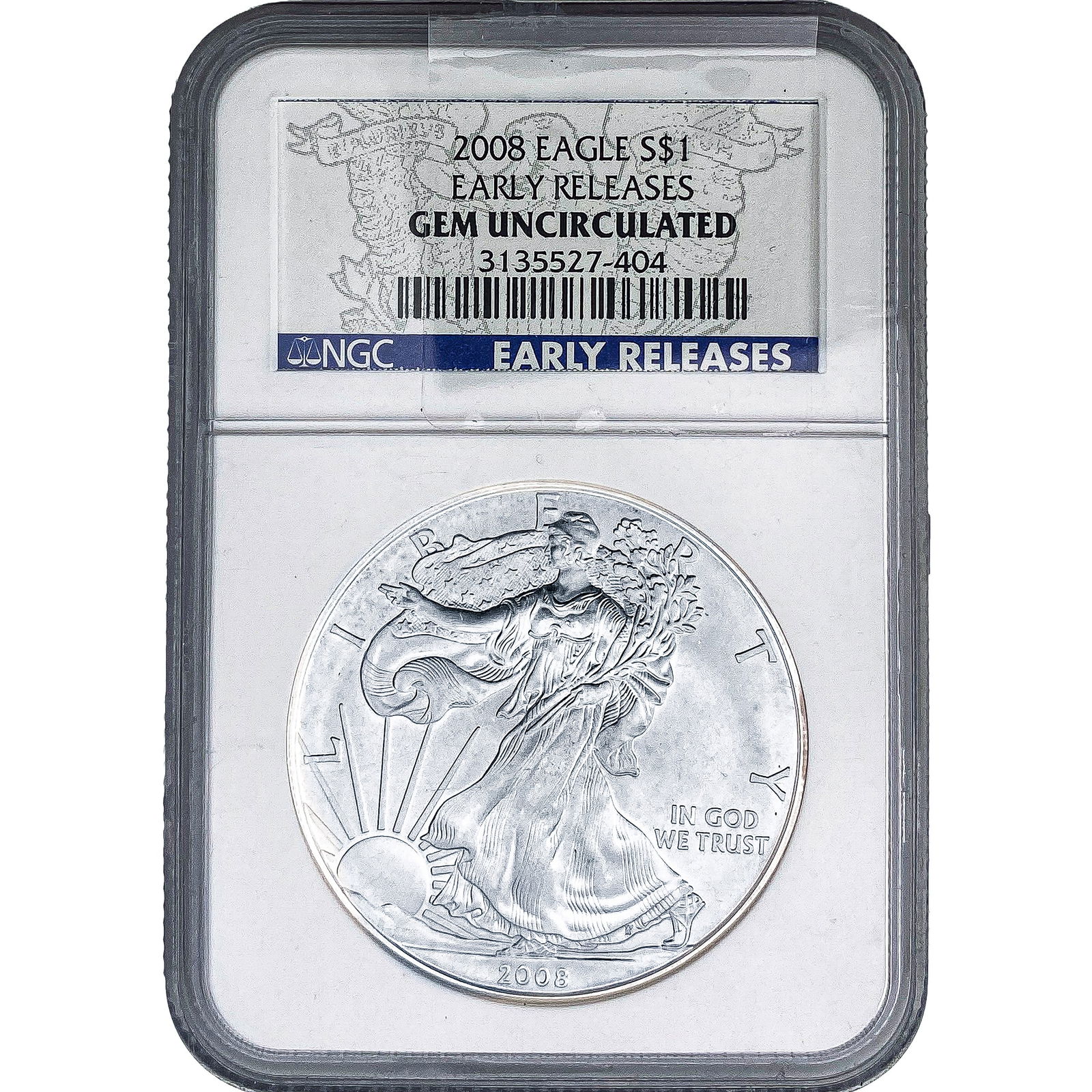 2008 Silver Eagle NGC GEM UNC (1 of 2)