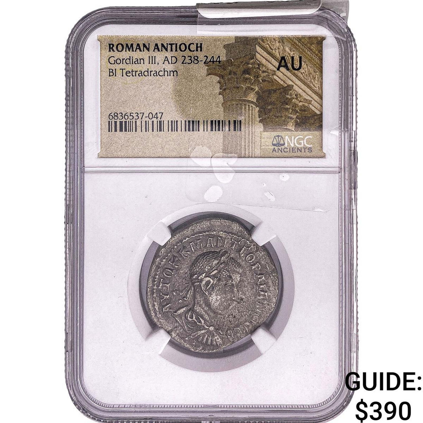 Roman Antioch Gordian III 238-244 AD Bi Tet. NGC AU: Roman Antioch Gordian III 238-244 AD Bi Tet. NGC AU