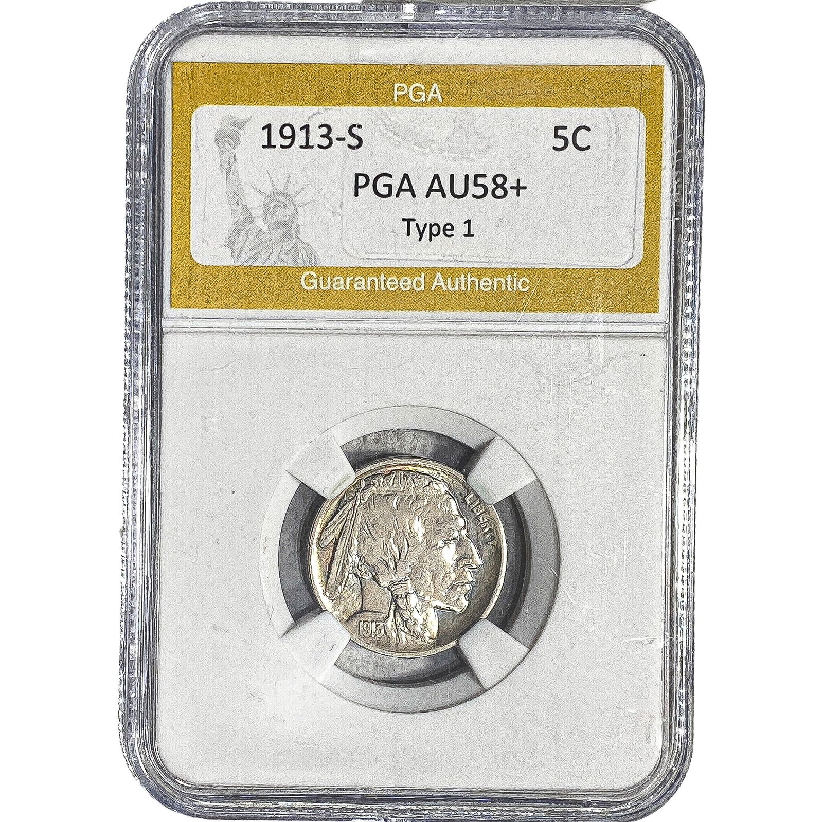 1913-S Buffalo Nickel PGA AU58+ Type 1 (1 of 2)