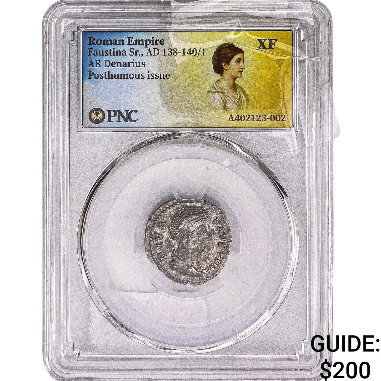 Roman Empire Faustina Sr. 138-141 AD Silver Denarius PNC VF: Roman Empire Faustina Sr. 138-141 AD Silver Denarius PNC VF