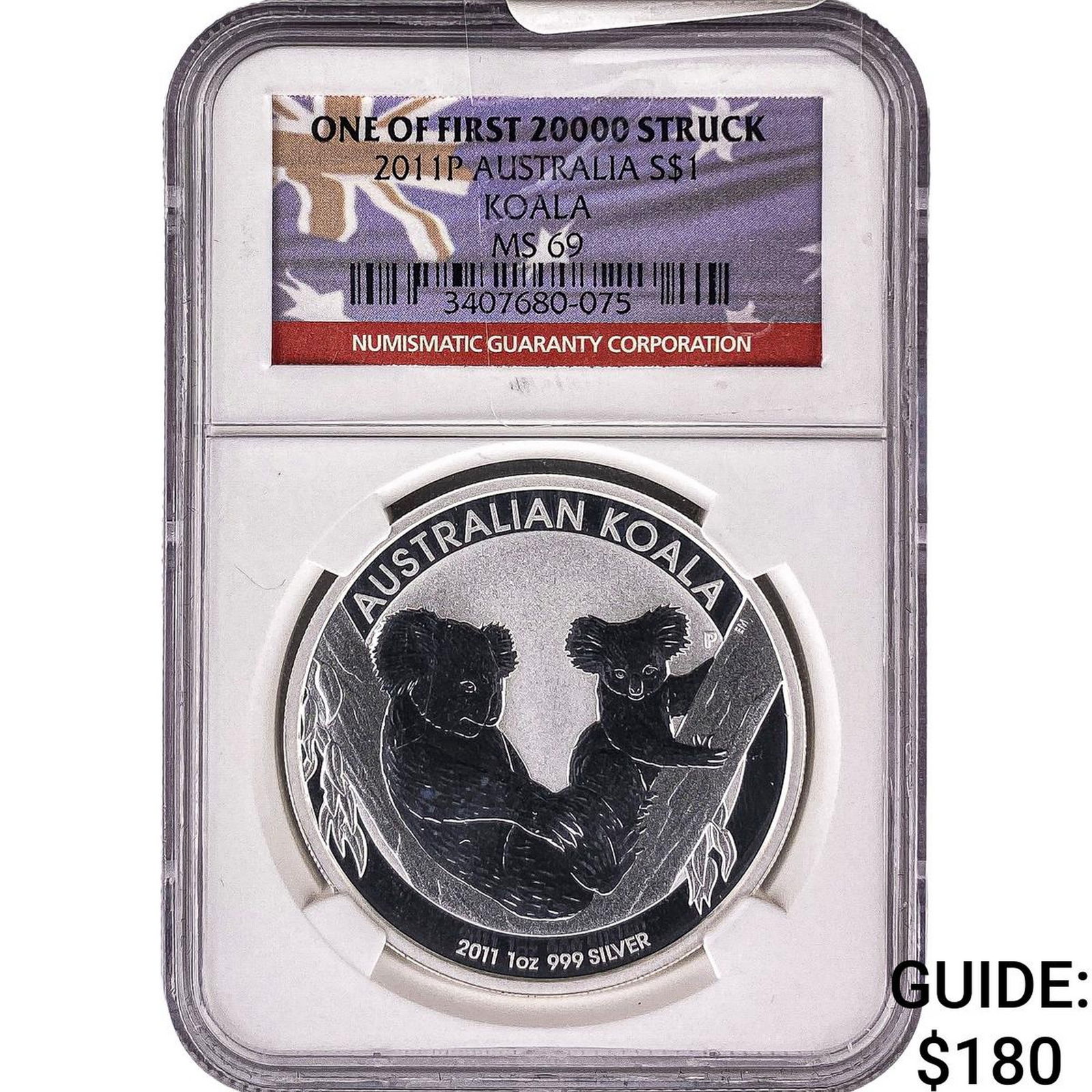 2011-P Australia 1 Oz Silver Dollar Koala NGC MS69: 2011-P Australia 1 Oz Silver Dollar Koala NGC MS69