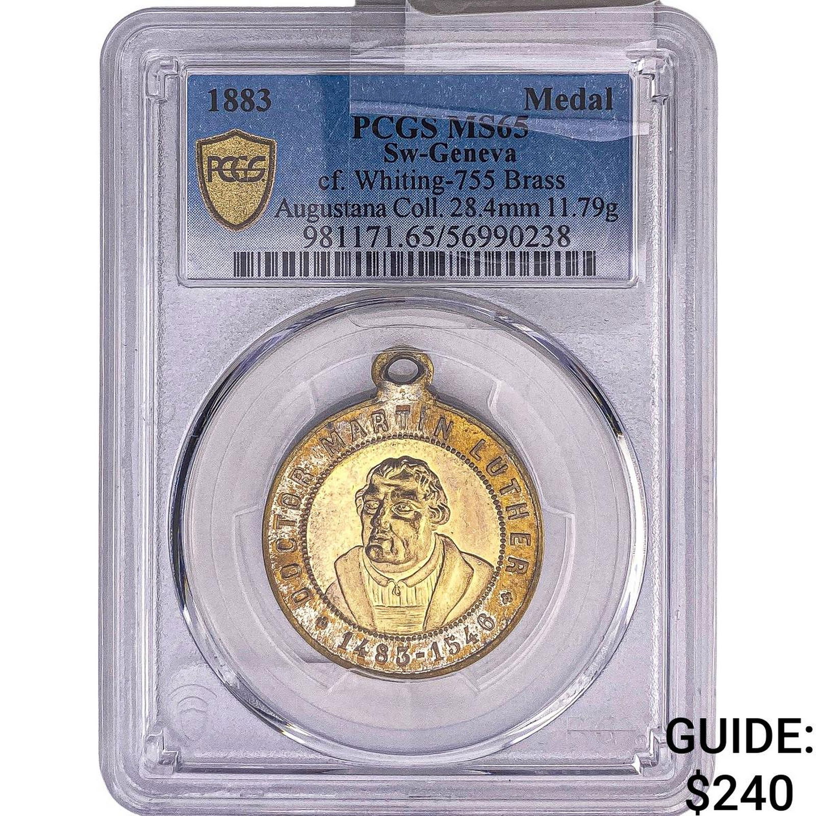 1883 SW- Geneva Brass Medal PCGS MS65: 1883 SW- Geneva Brass Medal PCGS MS65