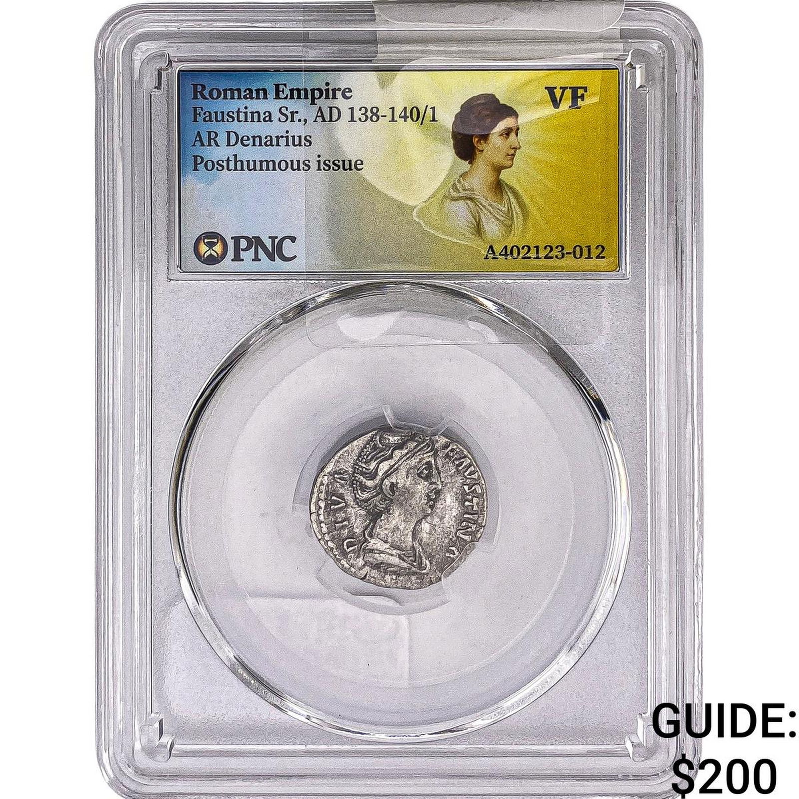 Roman Empire Faustina Sr. 138-141 AD Silver Denarius PNC VF: Roman Empire Faustina Sr. 138-141 AD Silver Denarius PNC VF