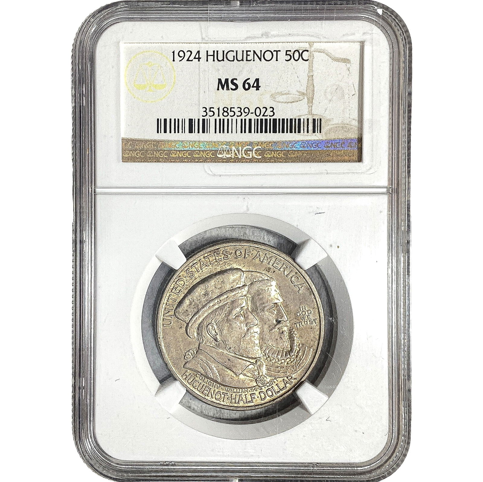 1921 Huguenot Half Dollar NGC MS64: 1921 Huguenot Half Dollar NGC MS64