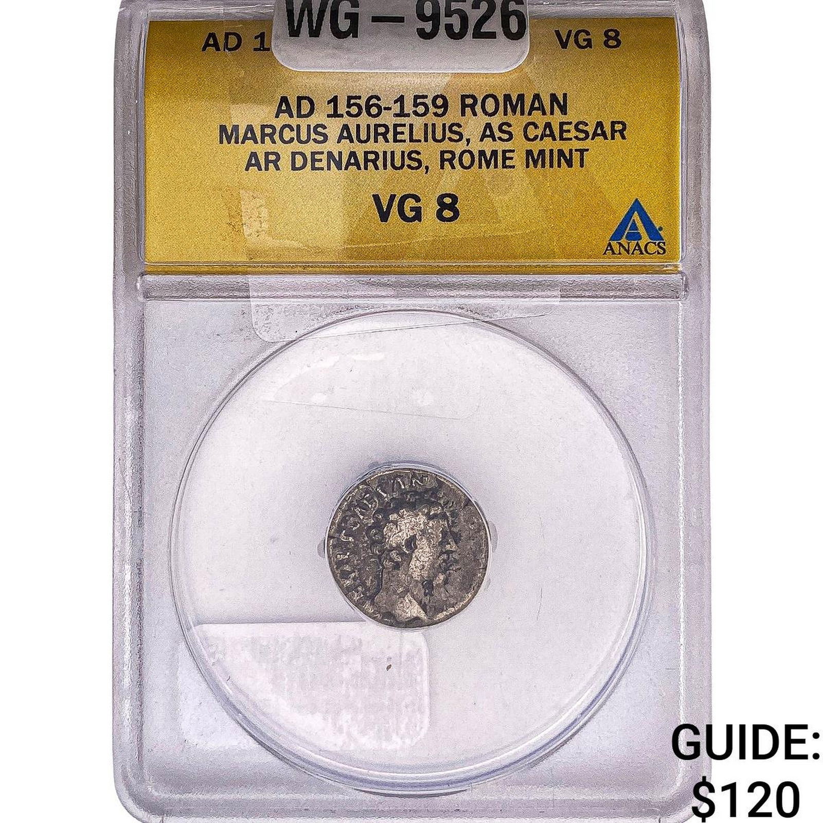 Roman Marcus Aurelius as caesar 156-159 AD Silver Denarius ANACS VG8 (1 of 2)