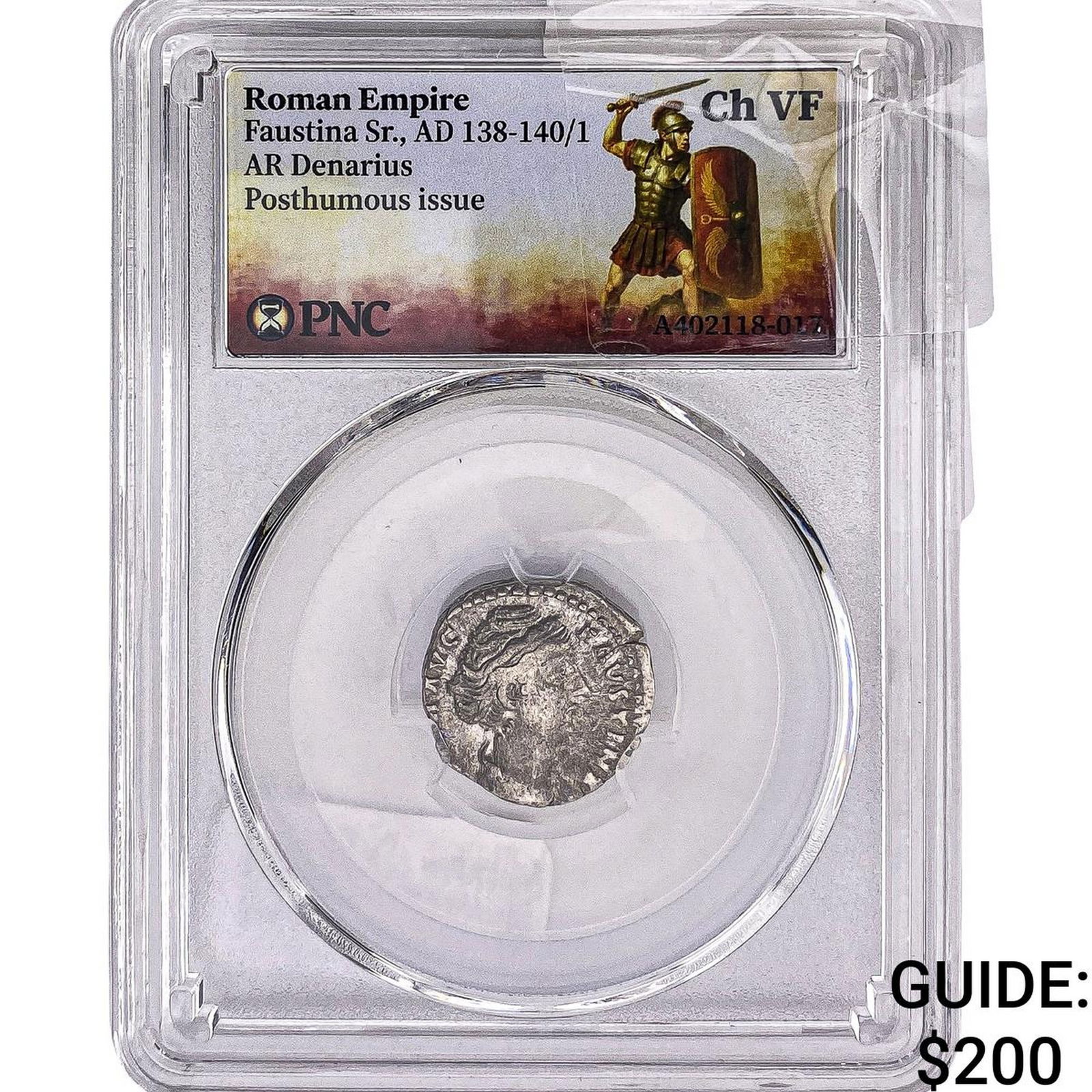 Roman Empire Faustina Sr. 138-141 AD Silver Denarius PNC Ch VF: Roman Empire Faustina Sr. 138-141 AD Silver Denarius PNC Ch VF