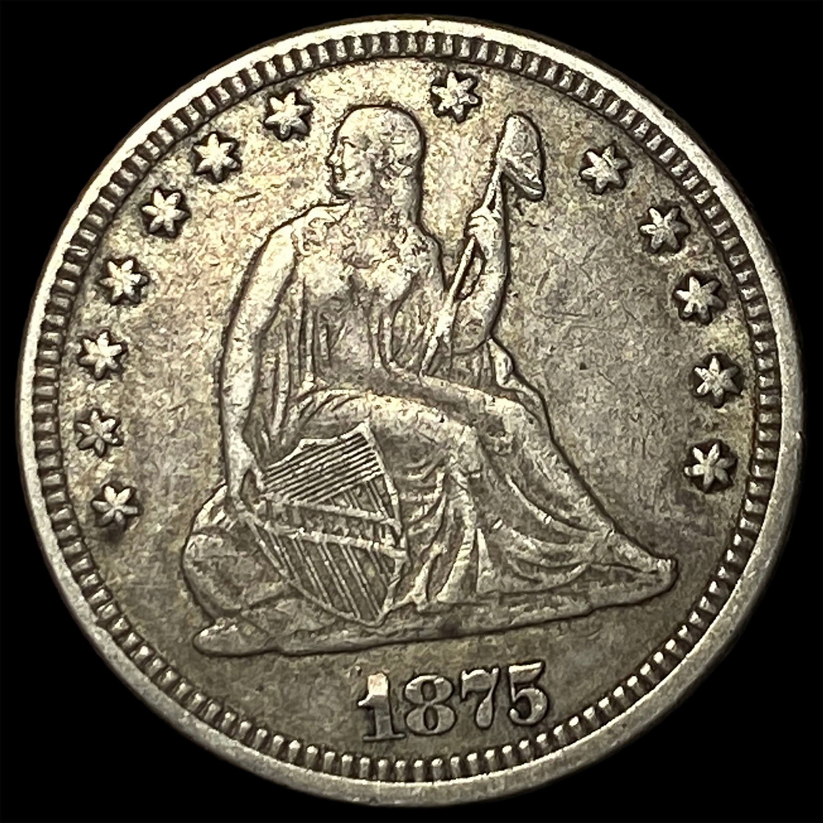 1875 Seated Liberty Quarter NEARLY UNCIRCULATED (1 of 2)