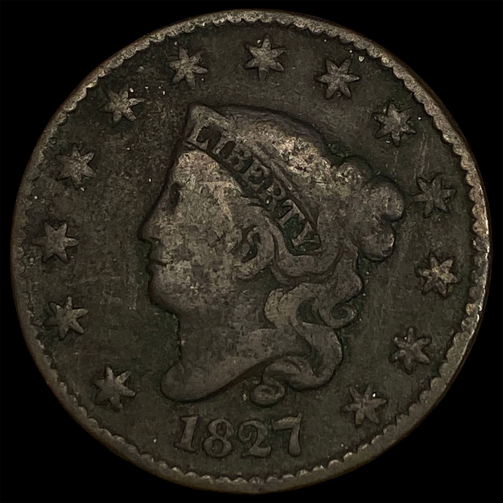 1827 Coronet Head Large Cent NICELY CIRCULATED (1 of 2)
