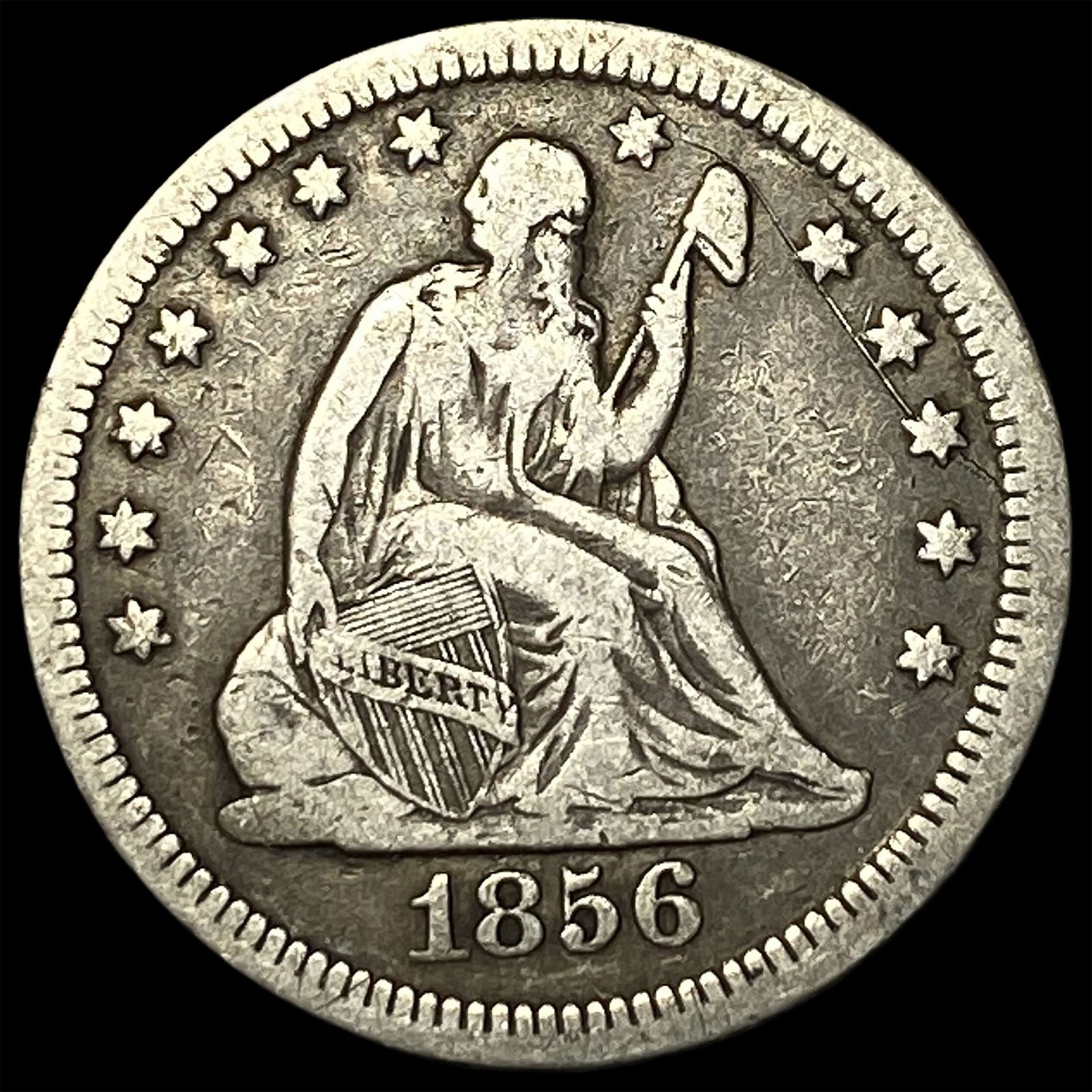 1856 Seated Liberty Silver Quarter LIGHTLY CIRCULATED: 1856 Seated Liberty Silver Quarter LIGHTLY CIRCULATED