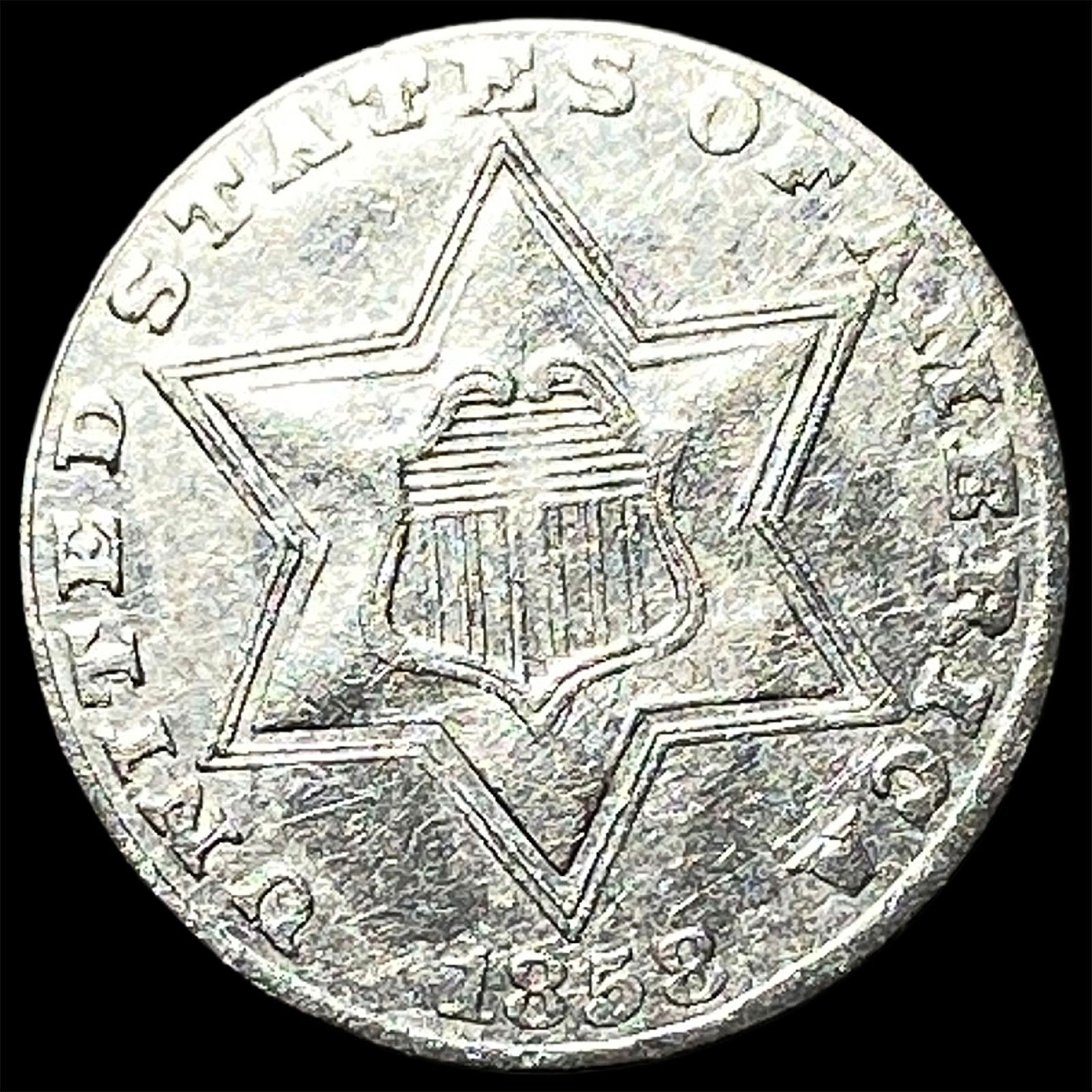 1853 Silver Three-Cent Piece NEARLY UNCIRCULATED (1 of 2)