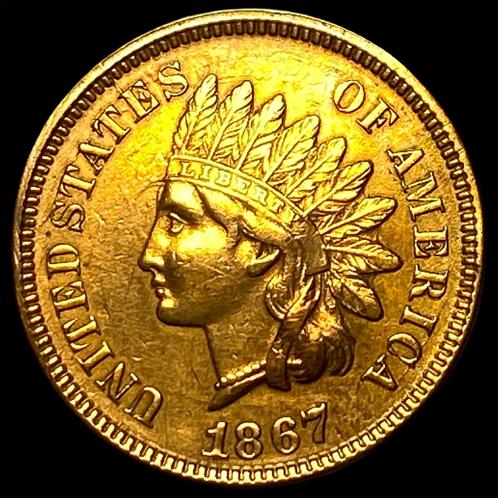 1867 Bronze Indian Head Cent CLOSELY UNCIRCULATED (1 of 2)