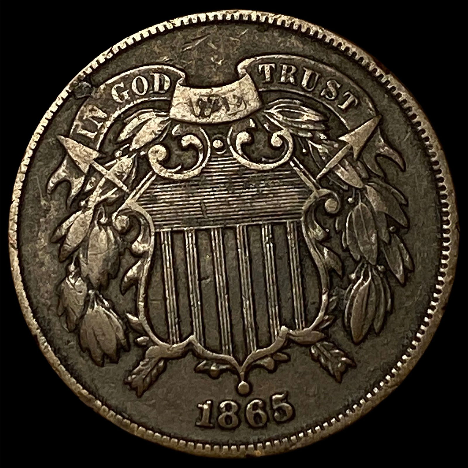 1865 Copper Two-Cent Piece NEARLY UNCIRCULATED (1 of 2)