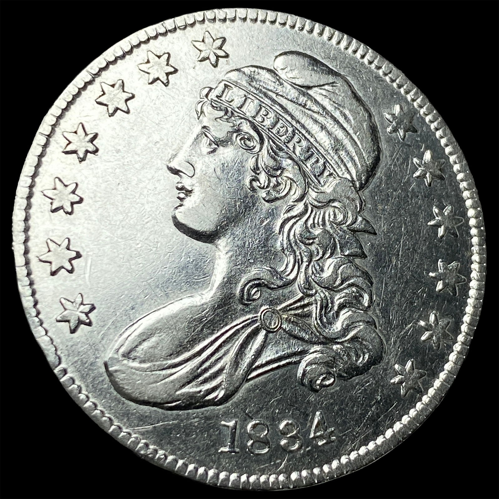 1834 Capped Bust Half Dollar CLOSELY UNCIRCULATED: 1834 Capped Bust Half Dollar CLOSELY UNCIRCULATED