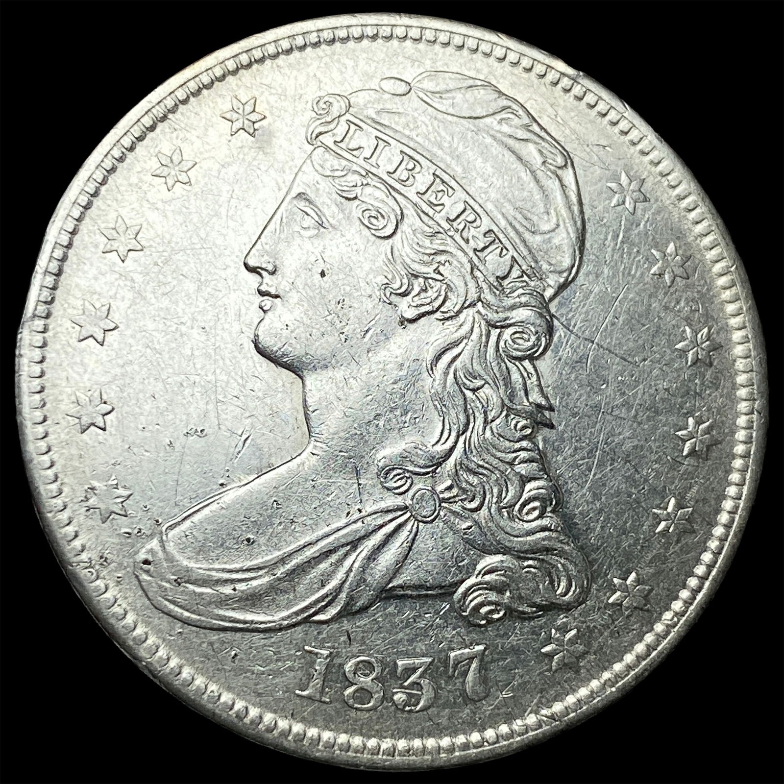 1837 Capped Bust Silver Half Dollar CLOSELY UNCIRCULATED (1 of 2)