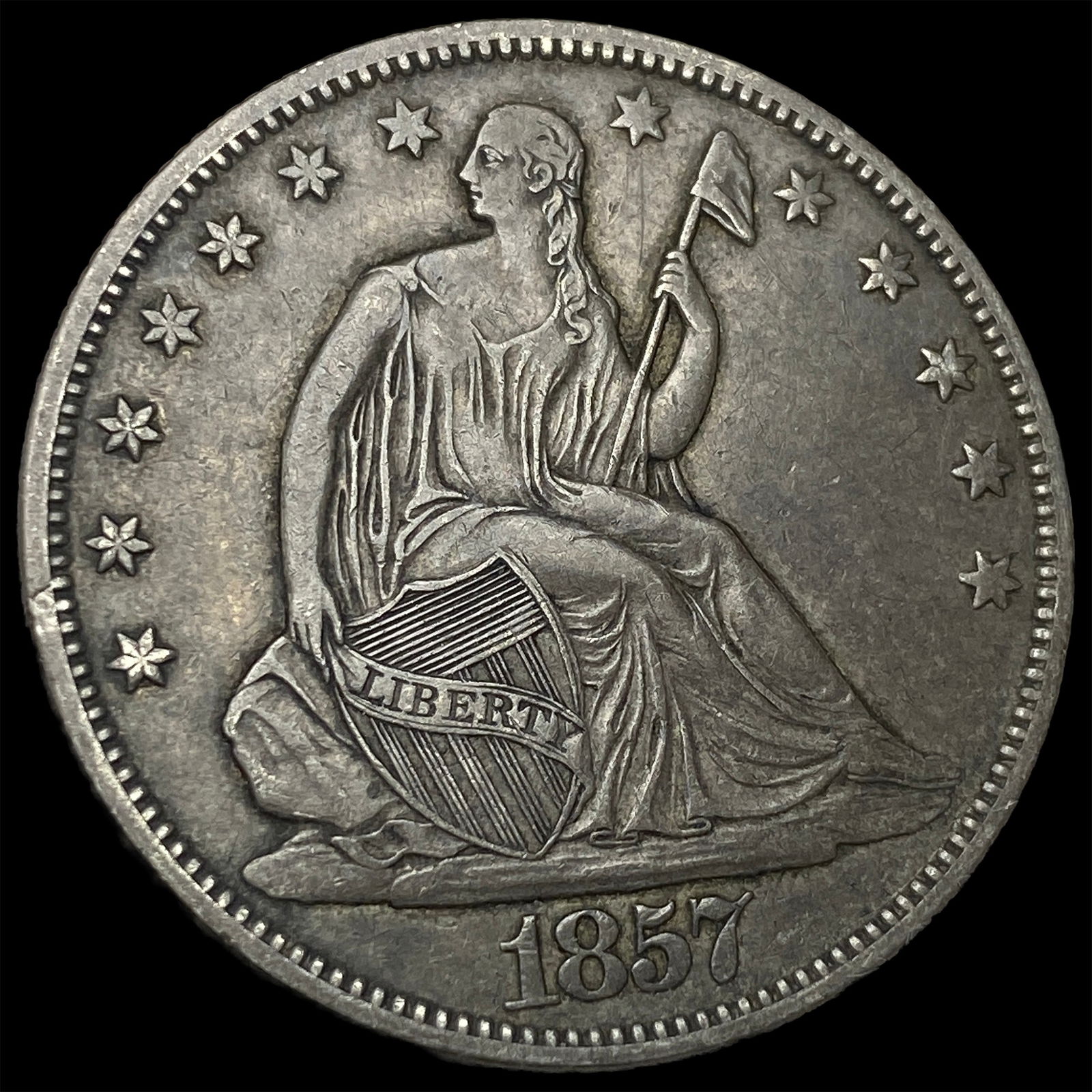 1857 Seated Liberty Half Dollar NEARLY UNCIRCULATED (1 of 2)