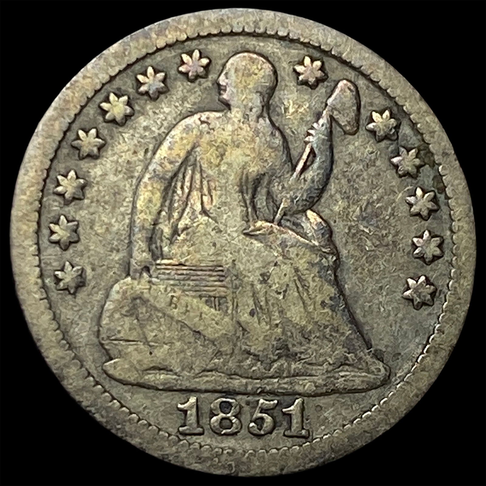 1851 Silver Seated Liberty Half Dime LIGHTLY CIRCULATED (1 of 2)