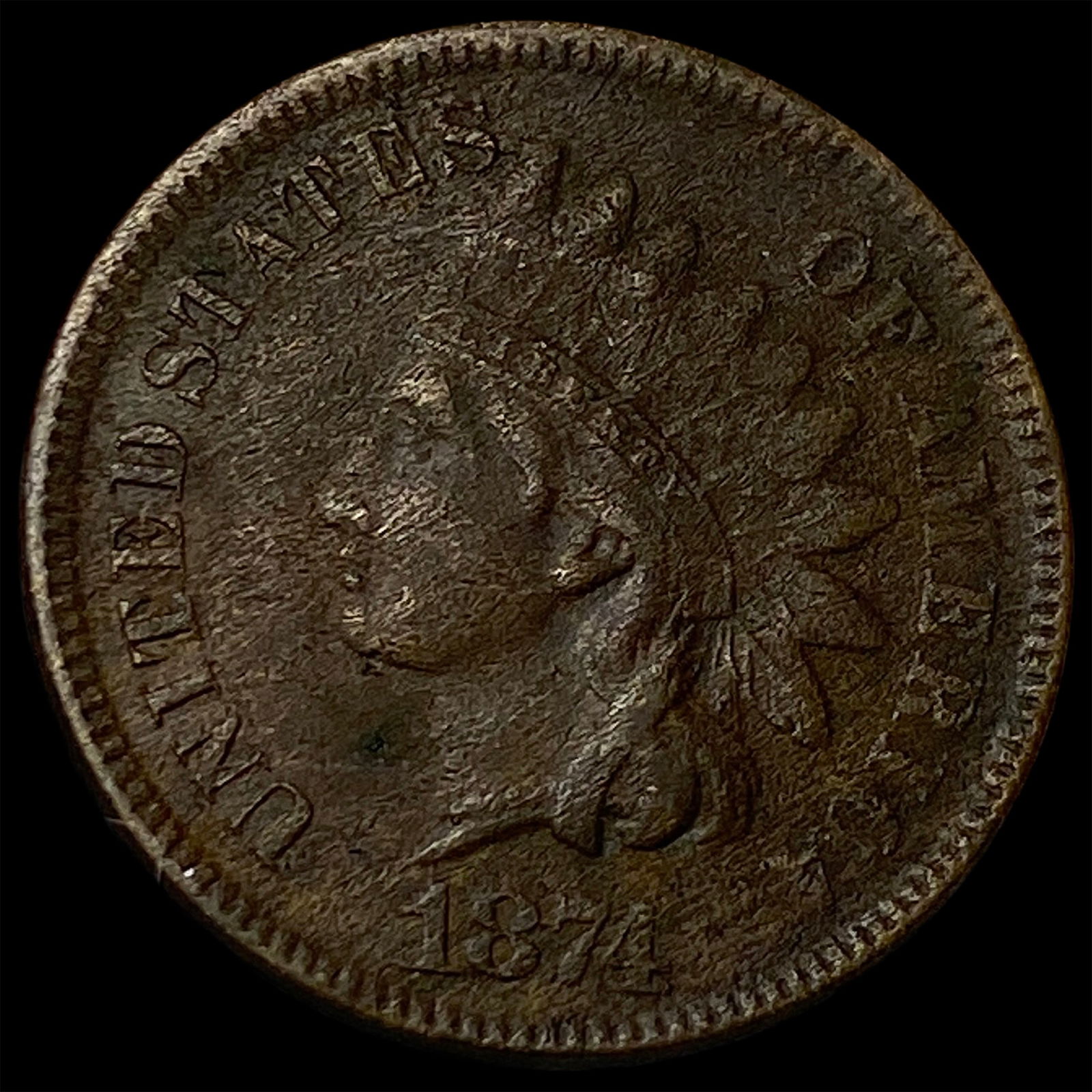 1874 Indian Head Cent NEARLY UNCIRCULATED (1 of 2)