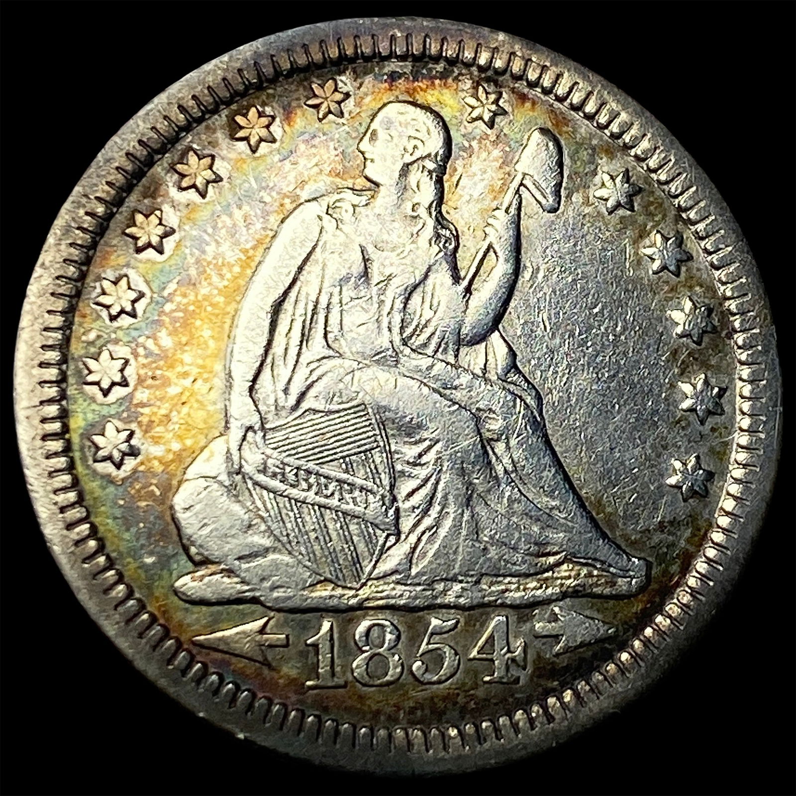 1854 Arrows Seated Liberty Quarter ABOUT UNCIRCULATED (1 of 2)