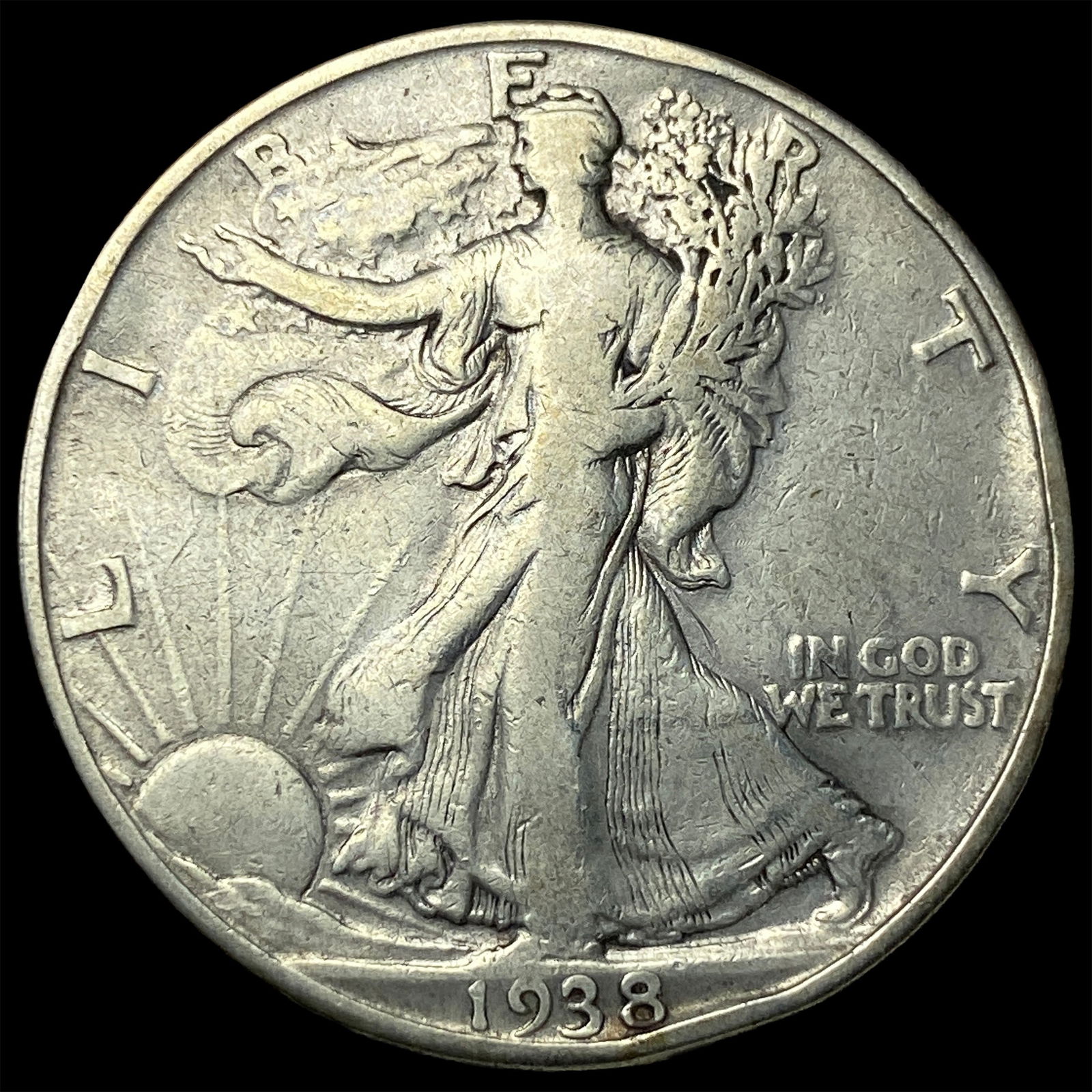 1938-D Silver Walking Liberty Half Dollar LIGHTLY CIRCULATED: 1938-D Silver Walking Liberty Half Dollar LIGHTLY CIRCULATED