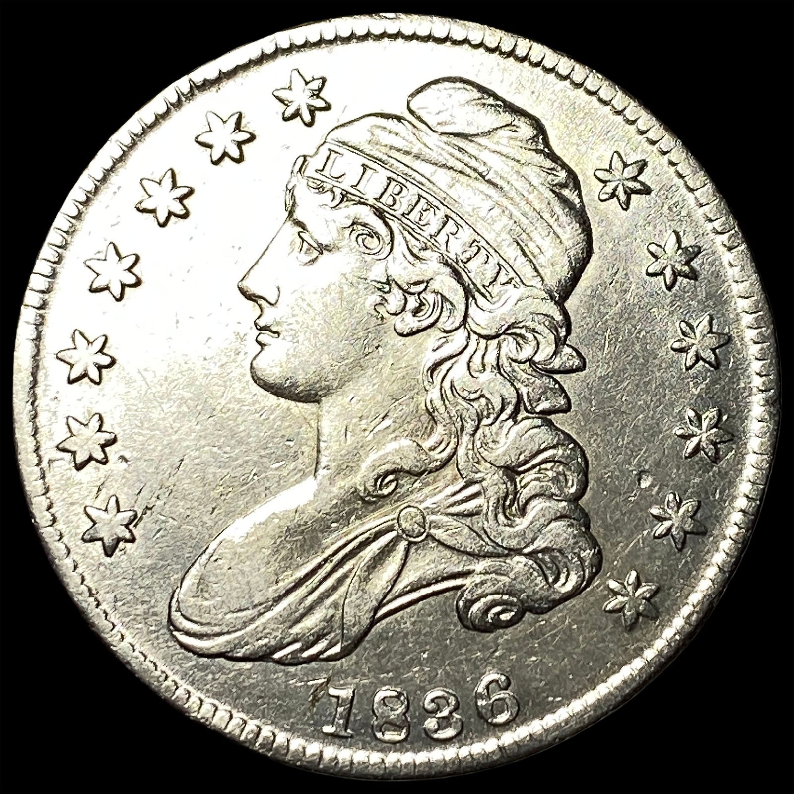 1836 Capped Bust Silver Half Dollar CLOSELY UNCIRCULATED (1 of 2)