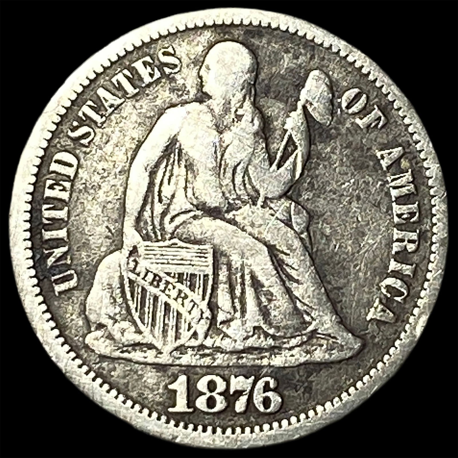 1876-CC Silver Dime LIGHTLY CIRCULATED (1 of 2)