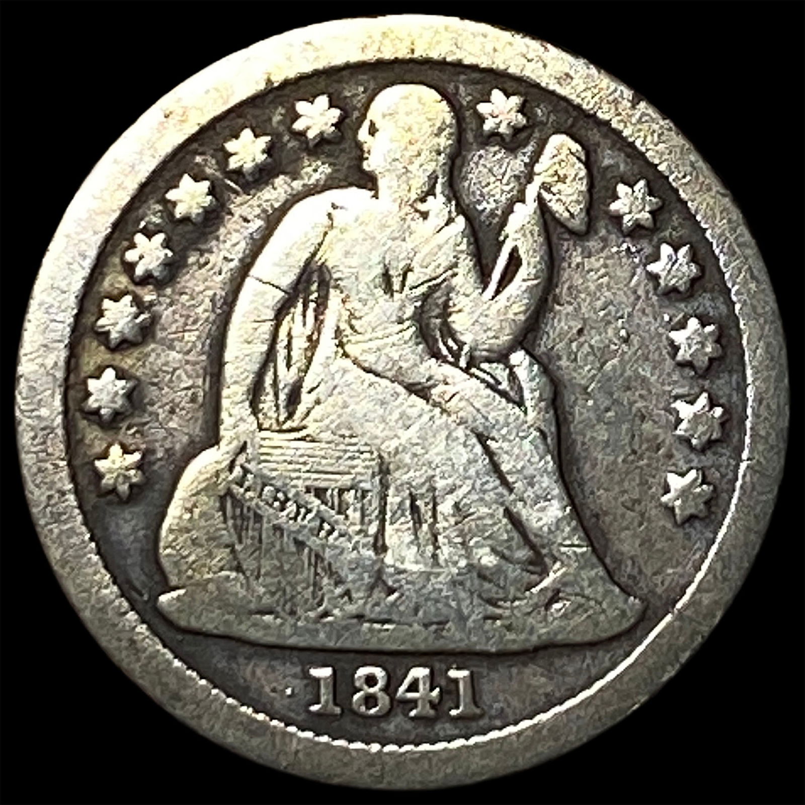 1841 Silver Seated Liberty Dime NICELY CIRCULATED (1 of 2)