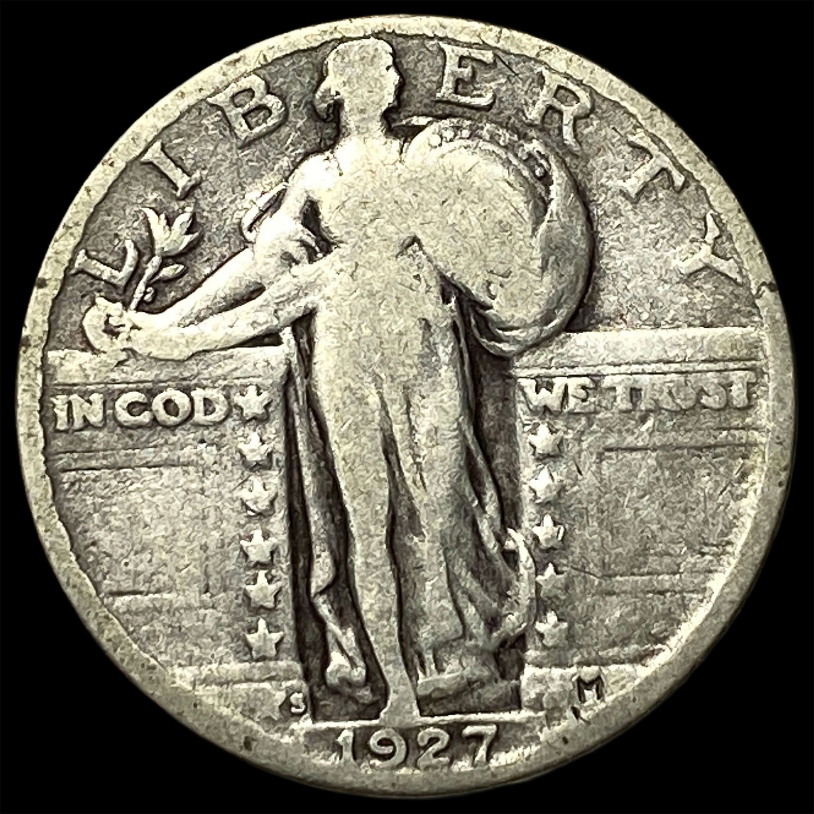 1927-S Silver Standing Liberty Quarter NICELY CIRCULATED: 1927-S Silver Standing Liberty Quarter NICELY CIRCULATED
