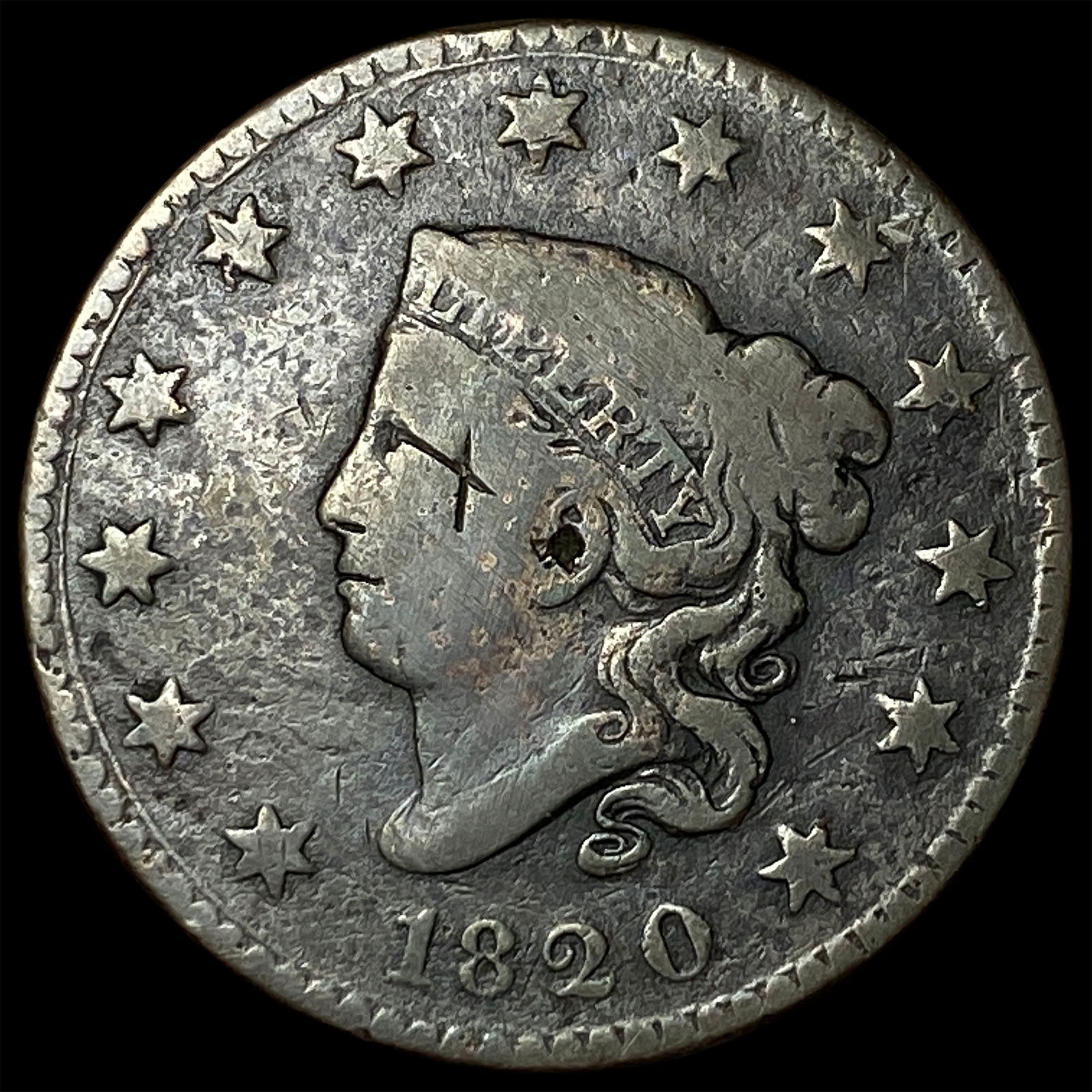 1820 Coronet Head Large Cent NICELY CIRCULATED: 1820 Coronet Head Large Cent NICELY CIRCULATED