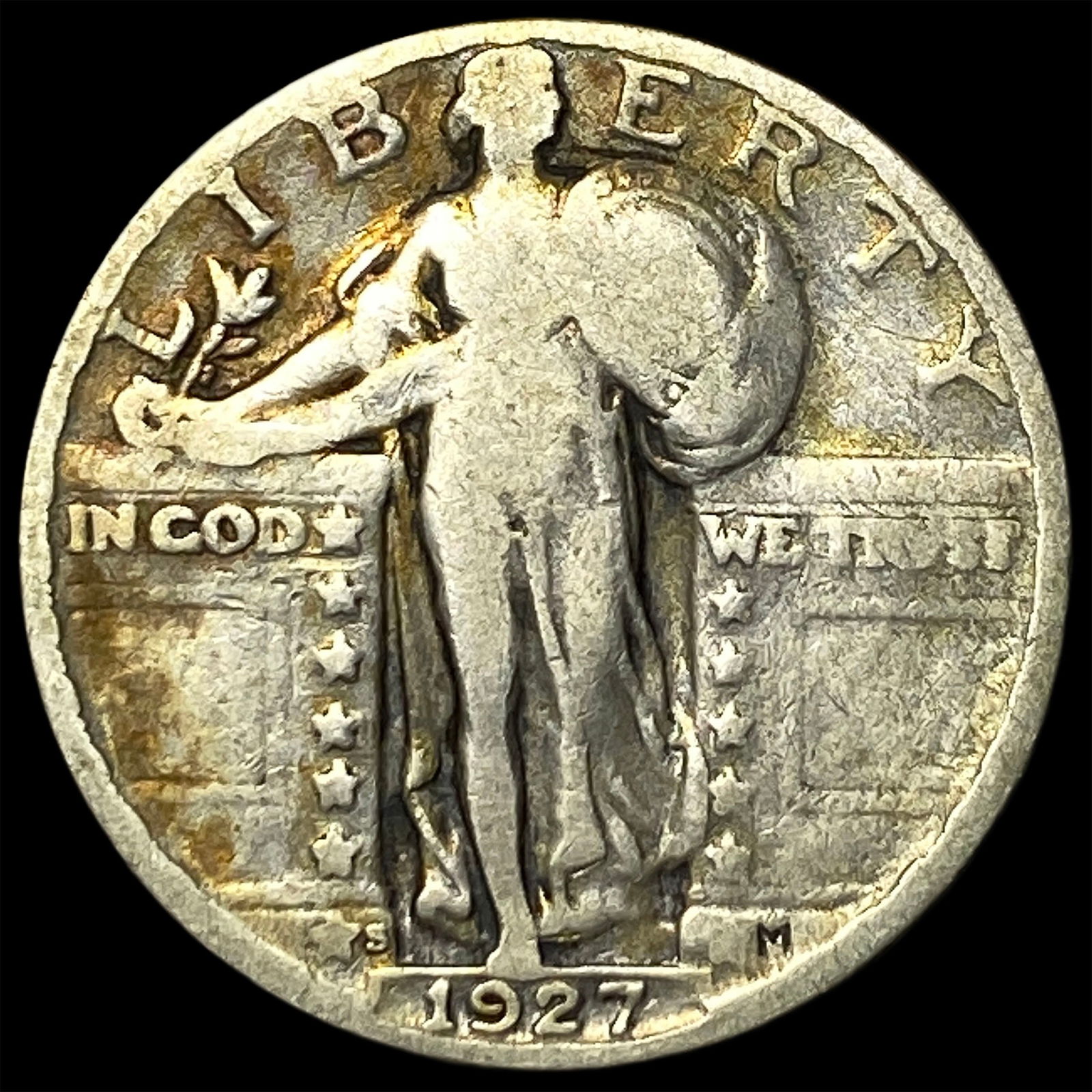 1927-S Silver Standing Liberty Quarter NICELY CIRCULATED: 1927-S Silver Standing Liberty Quarter NICELY CIRCULATED