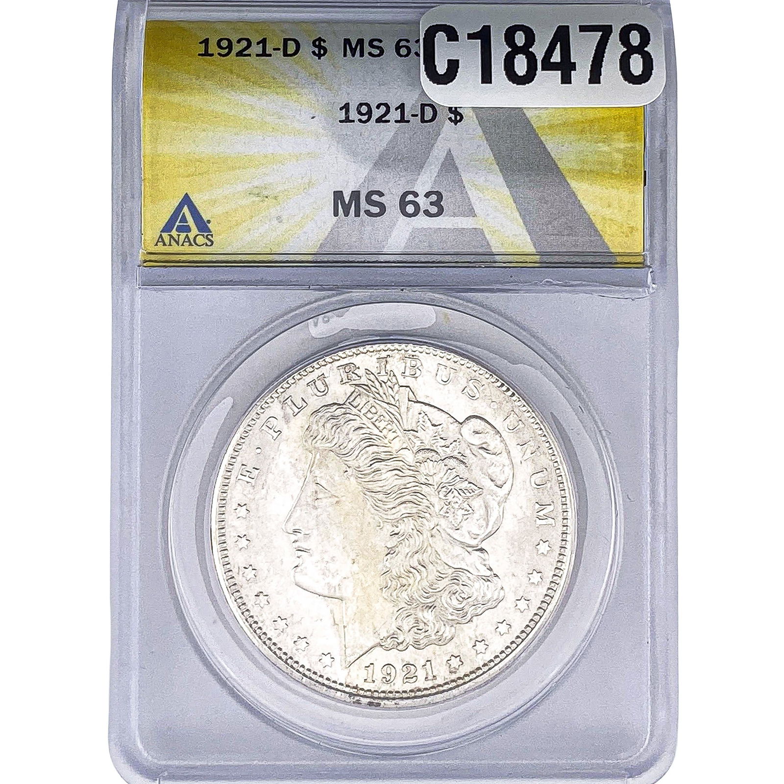 1921-D Morgan Silver Dollar ANACS MS63 (1 of 2)