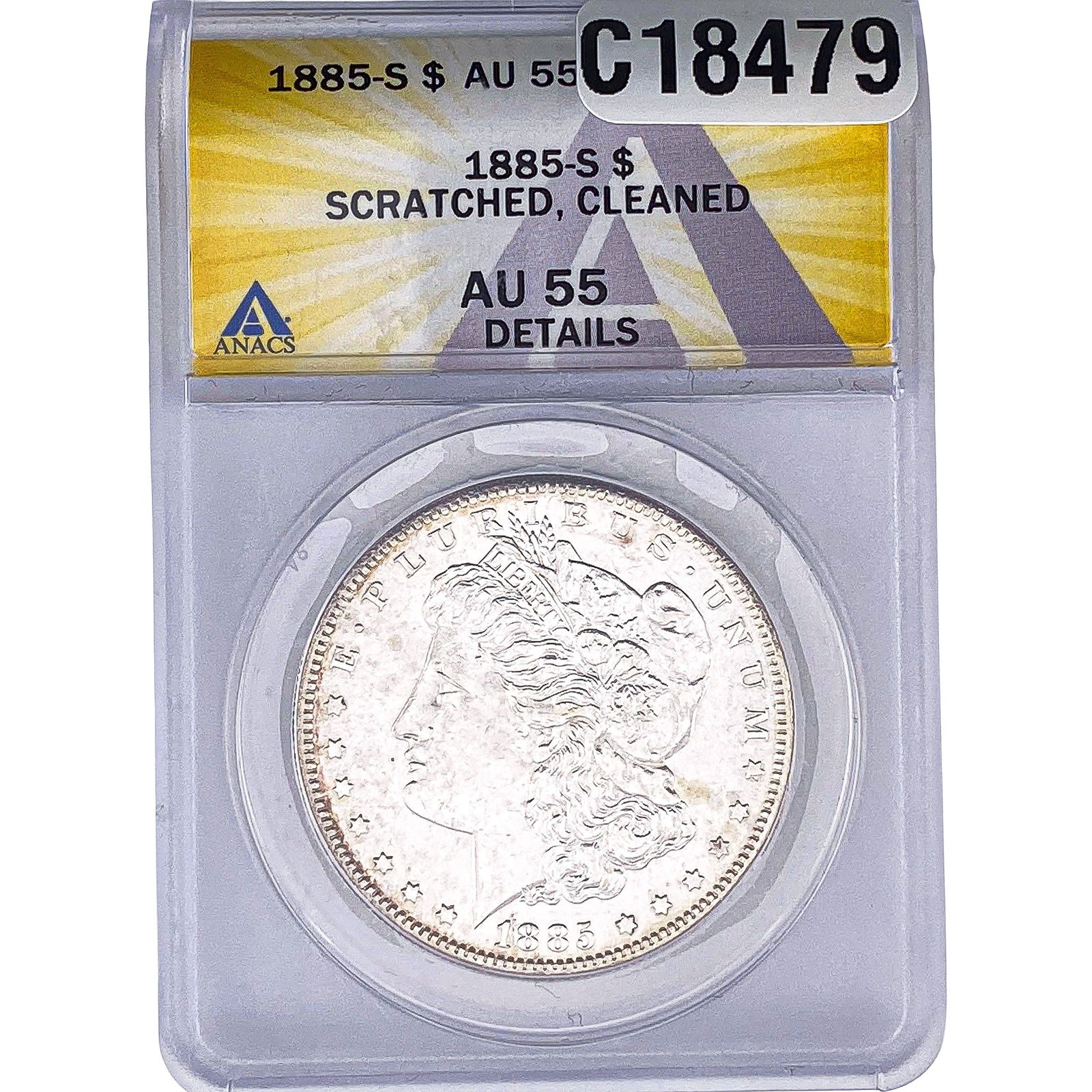 1885-S Morgan Silver Dollar ANACS AU55: 1885-S Morgan Silver Dollar ANACS AU55