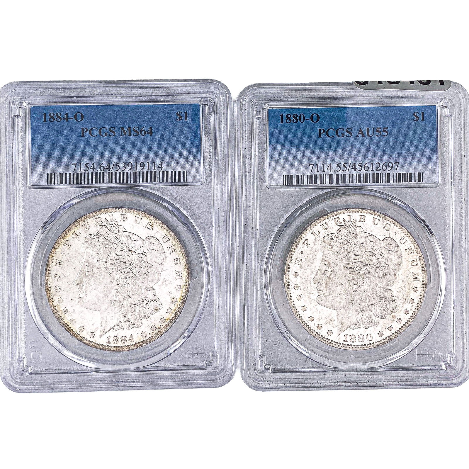 [2 Coins] 1880-1884 Morgan Silver Dollar PCGS AU/MS55-64 (1 of 2)